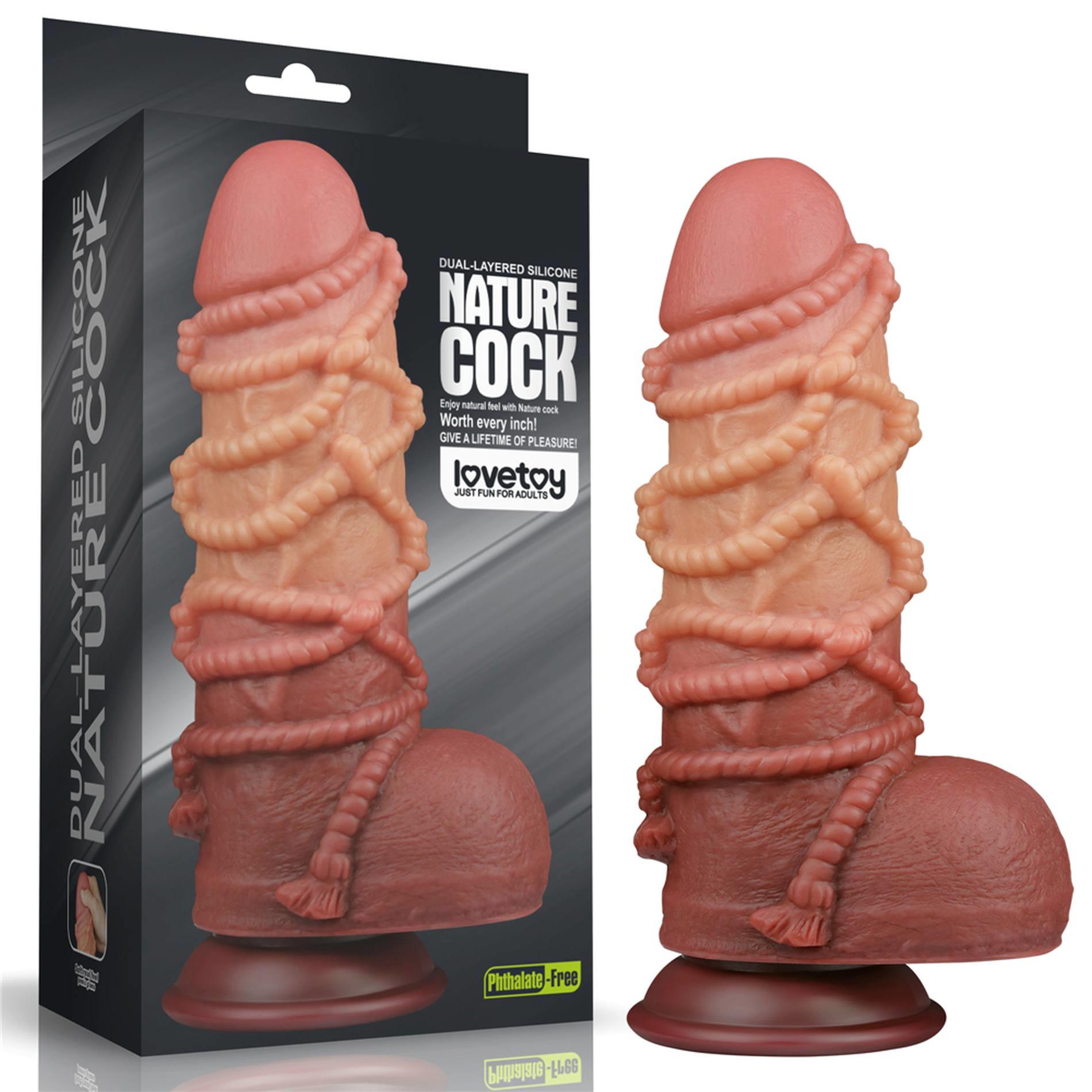 Dildo dwuwarstwowe Lovetoy silikonowe 24 cm - obrazek 2