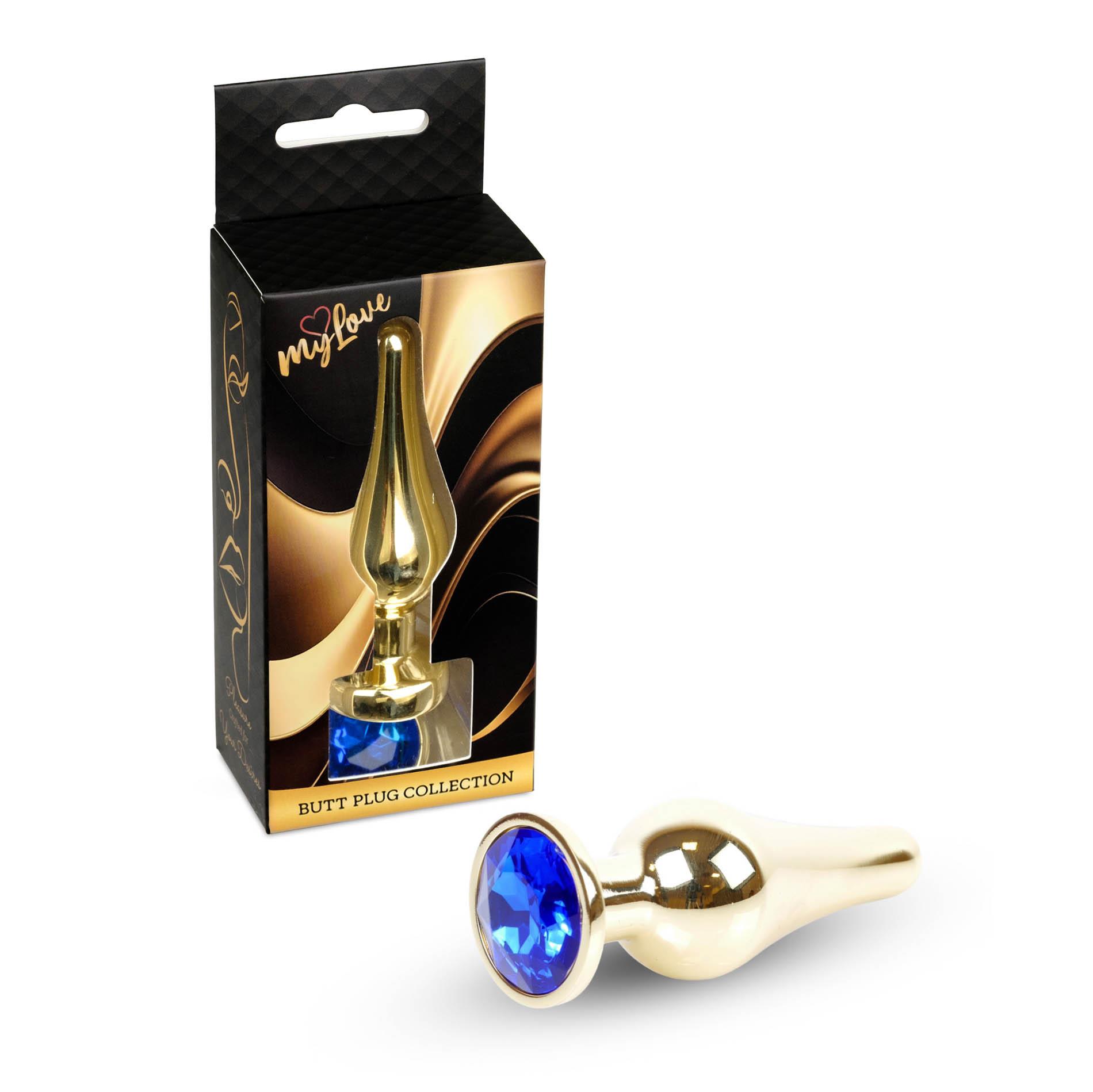 Korek analny stalowy MyLove Toys z diamentem ciemnieniebieski 9,5 cm - obrazek 3