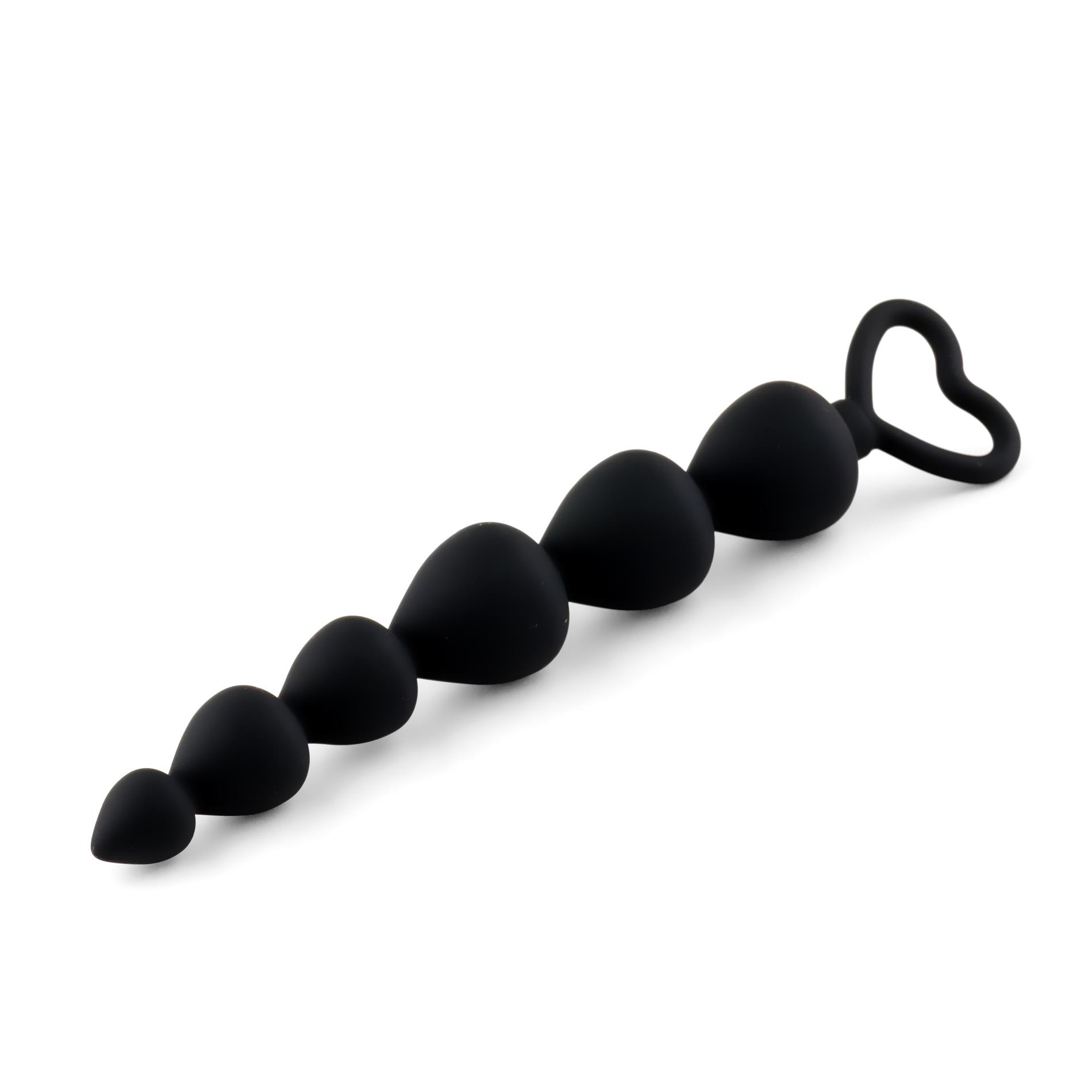 Kule analne silikonowe HeavyFun czarne serce 17 cm - obrazek 2