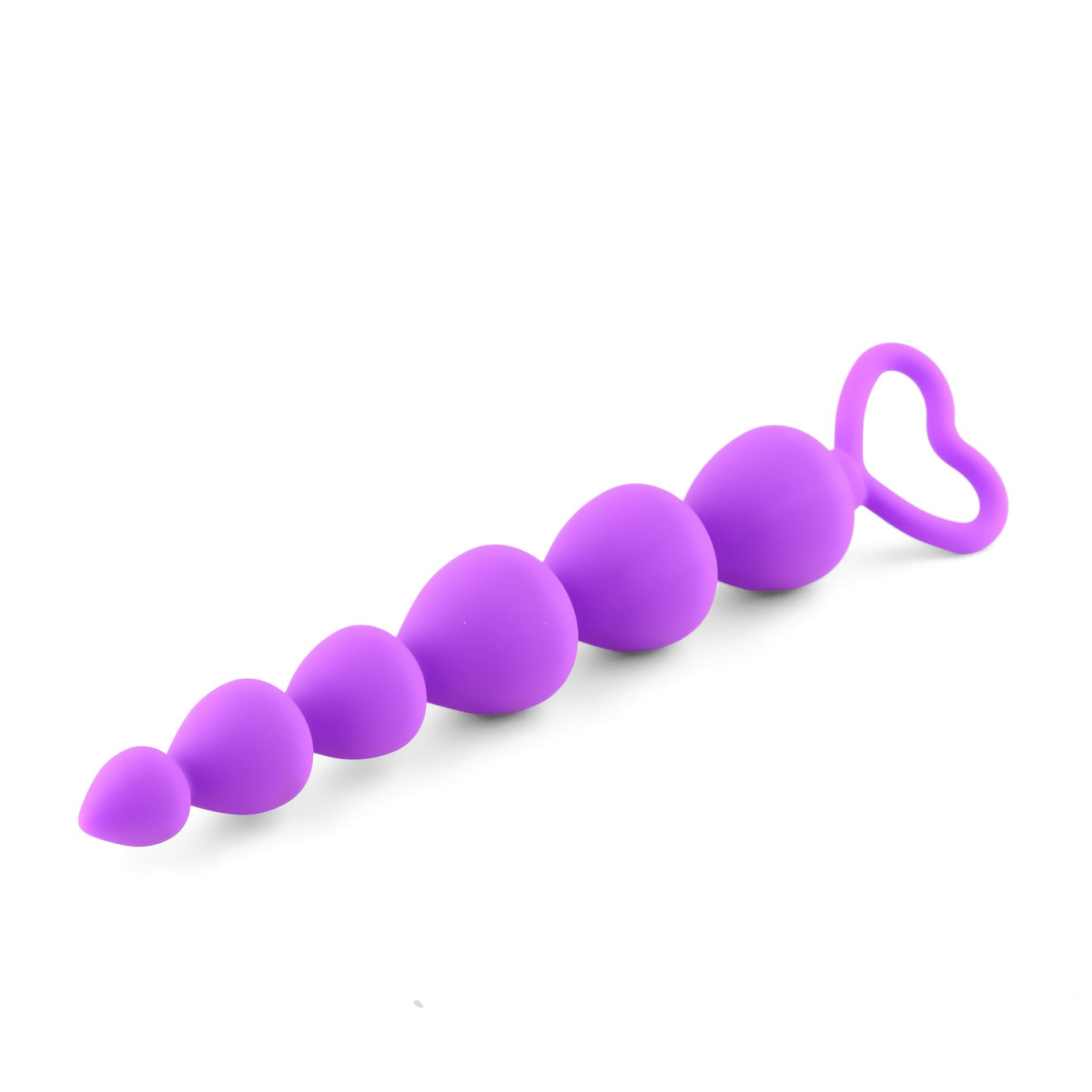 Kule analne silikonowe fioletowe HeavyFun z serduszkiem 17 cm