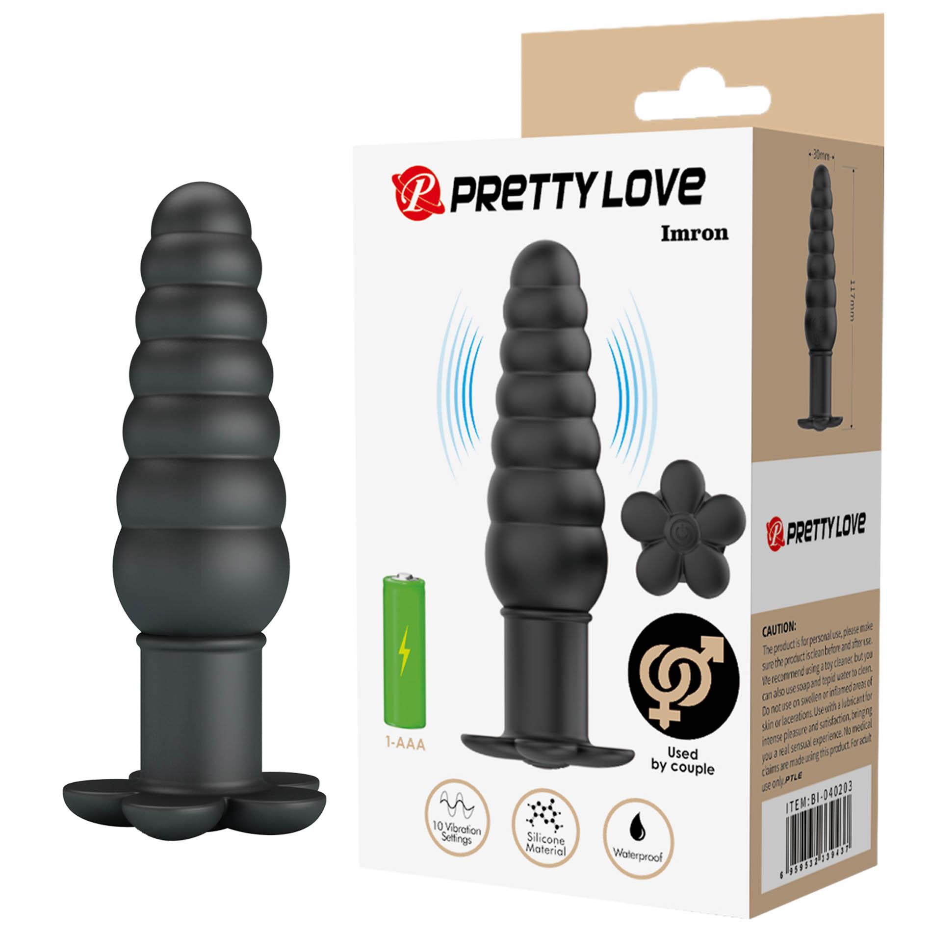 Korek analny wibrujący Pretty Love Imron czarny silikonowy - obrazek 3