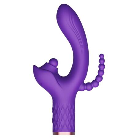 Wibrator Patty silikonowy stymulator łechtaczki z wypustką analną USB