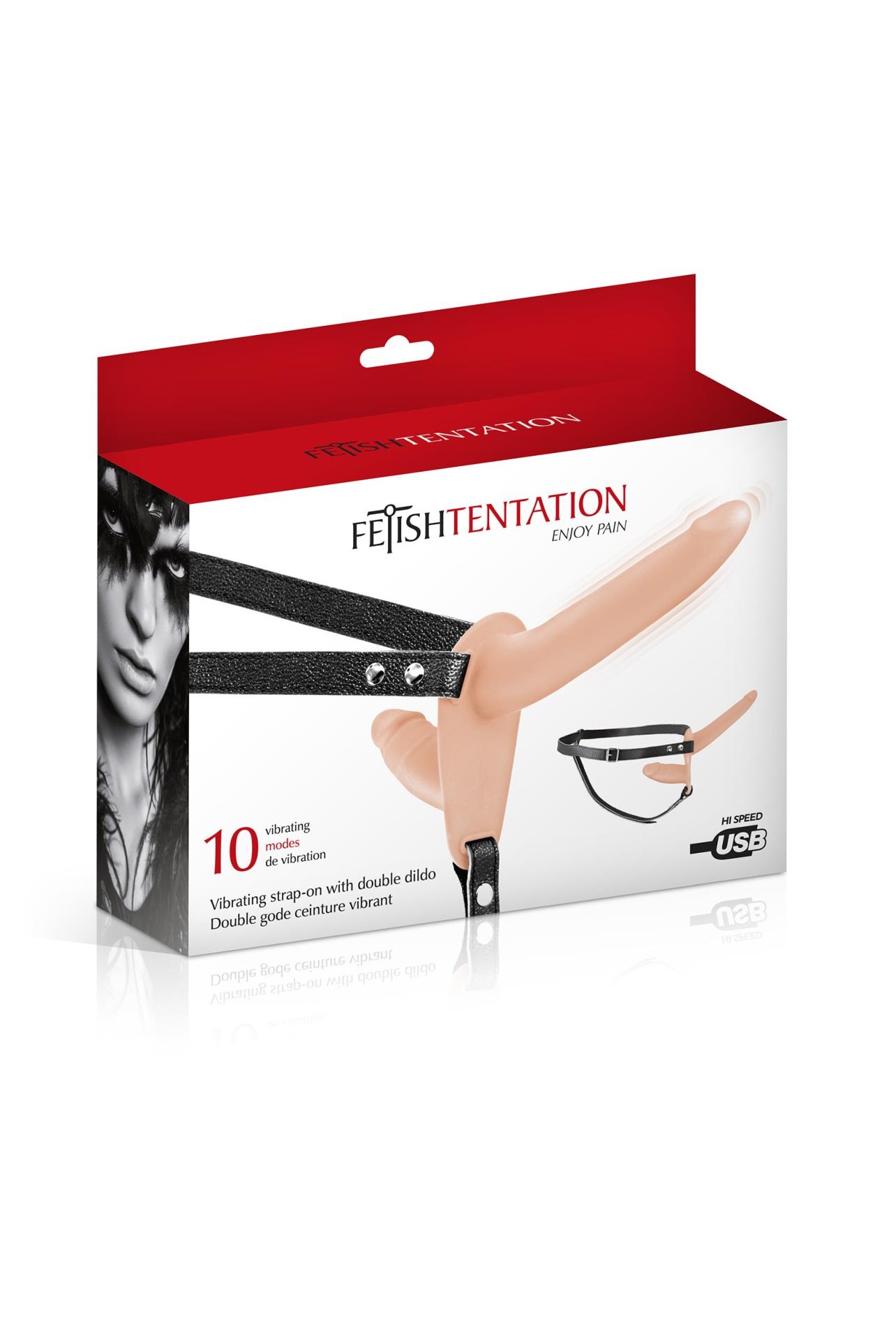 Podwójny wibrujący strap-on Fetish Tentation USB - obrazek 2
