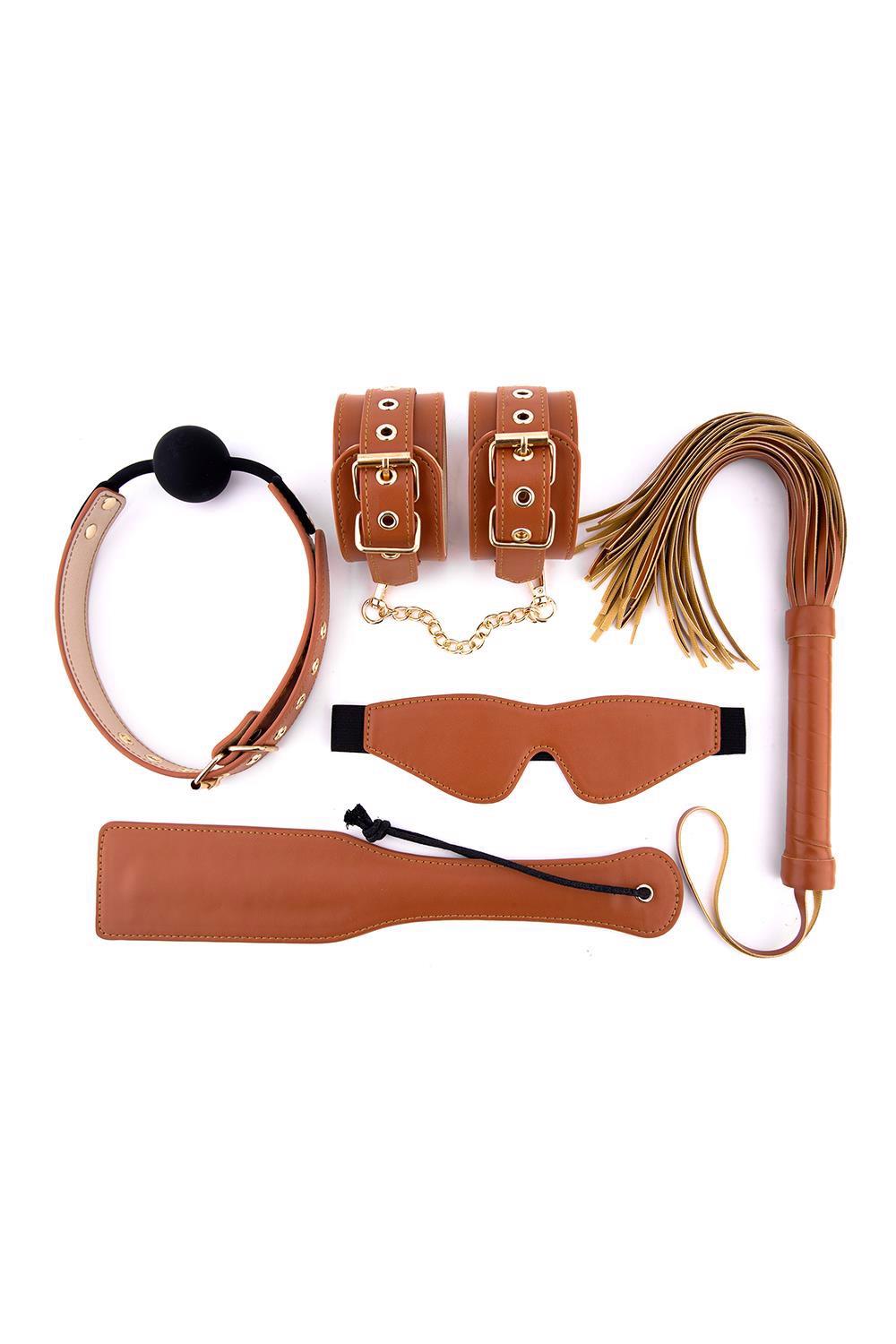 Zestaw BDSM Blaze Elite Dream Toys cognac ze skóry wegańskiej - obrazek 2