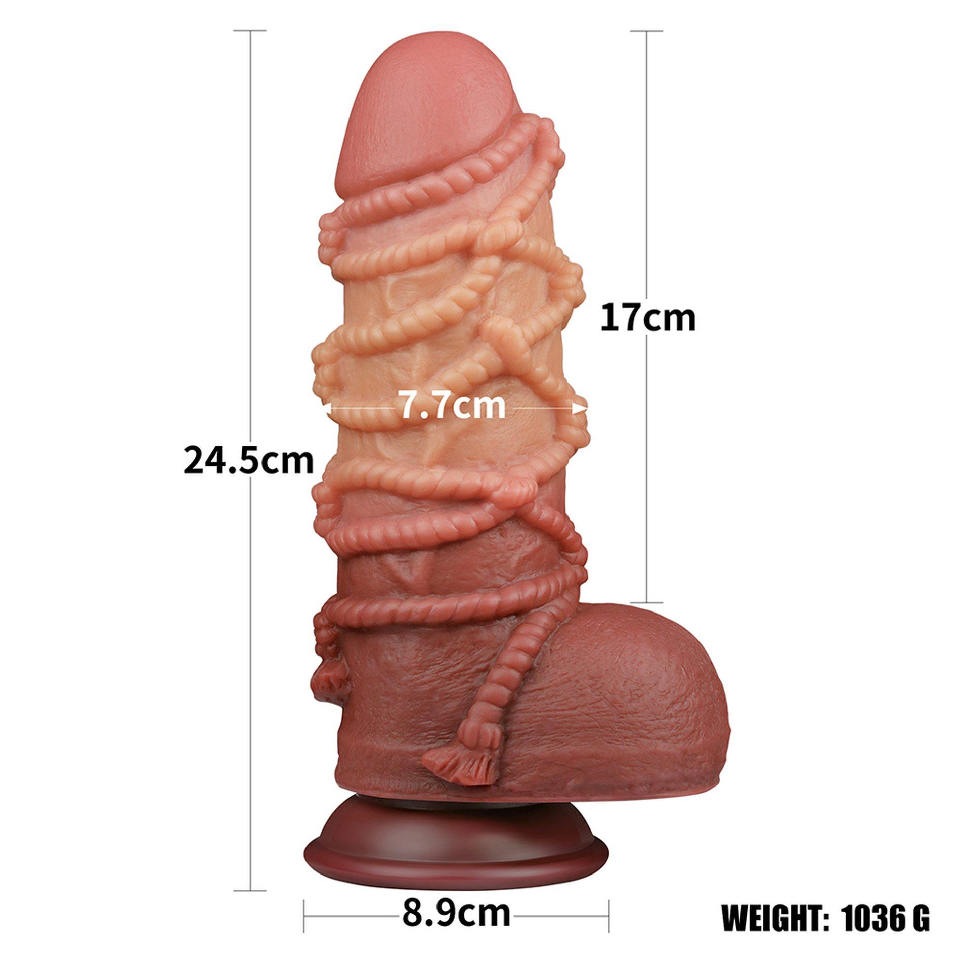 Dildo dwuwarstwowe Lovetoy silikonowe 24 cm - obrazek 4