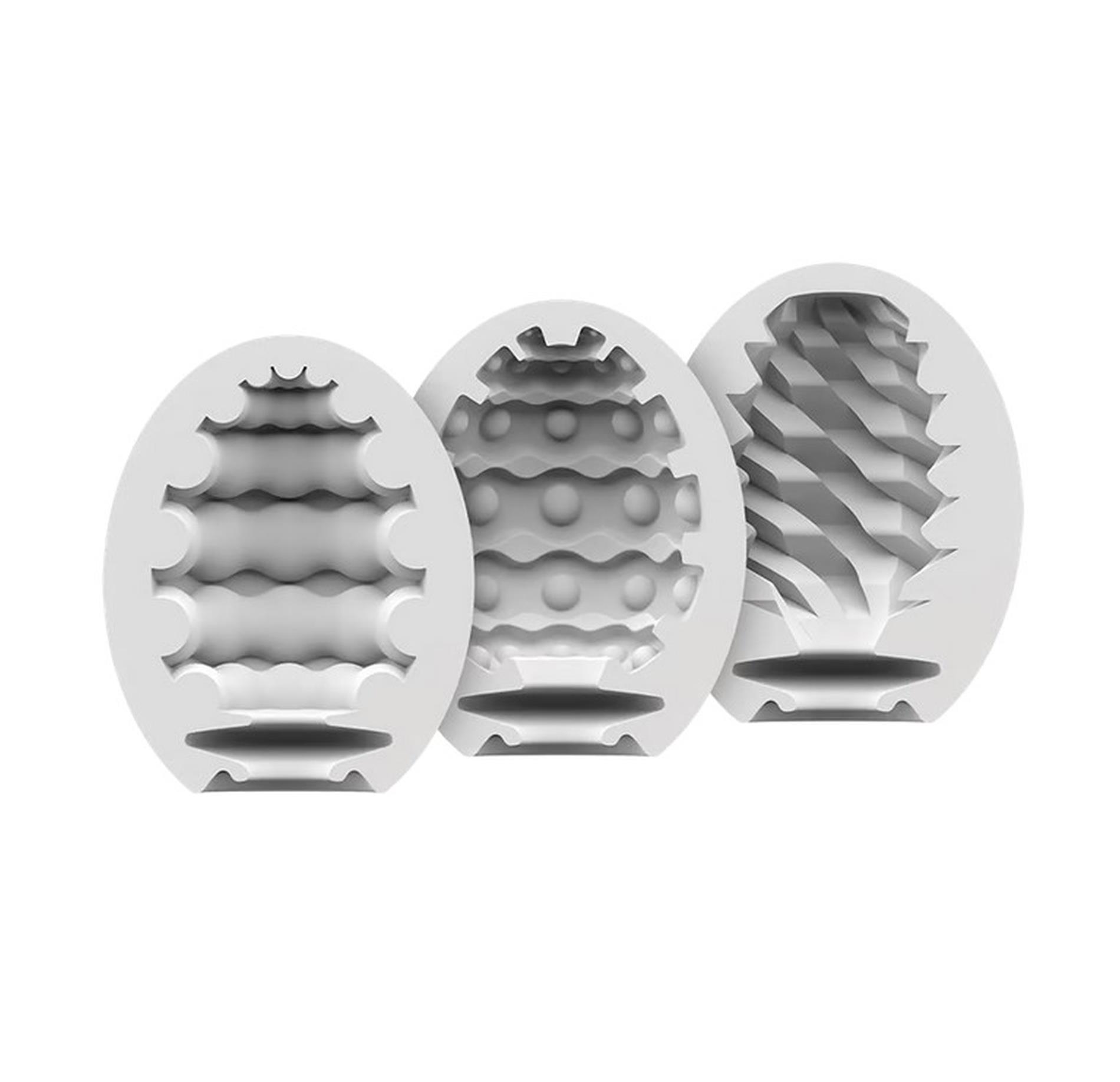 Zestaw 3 jajek masturbacyjnych Satisfyer Riffle Bubble Fierce TPE 6 5 cm - obrazek 2