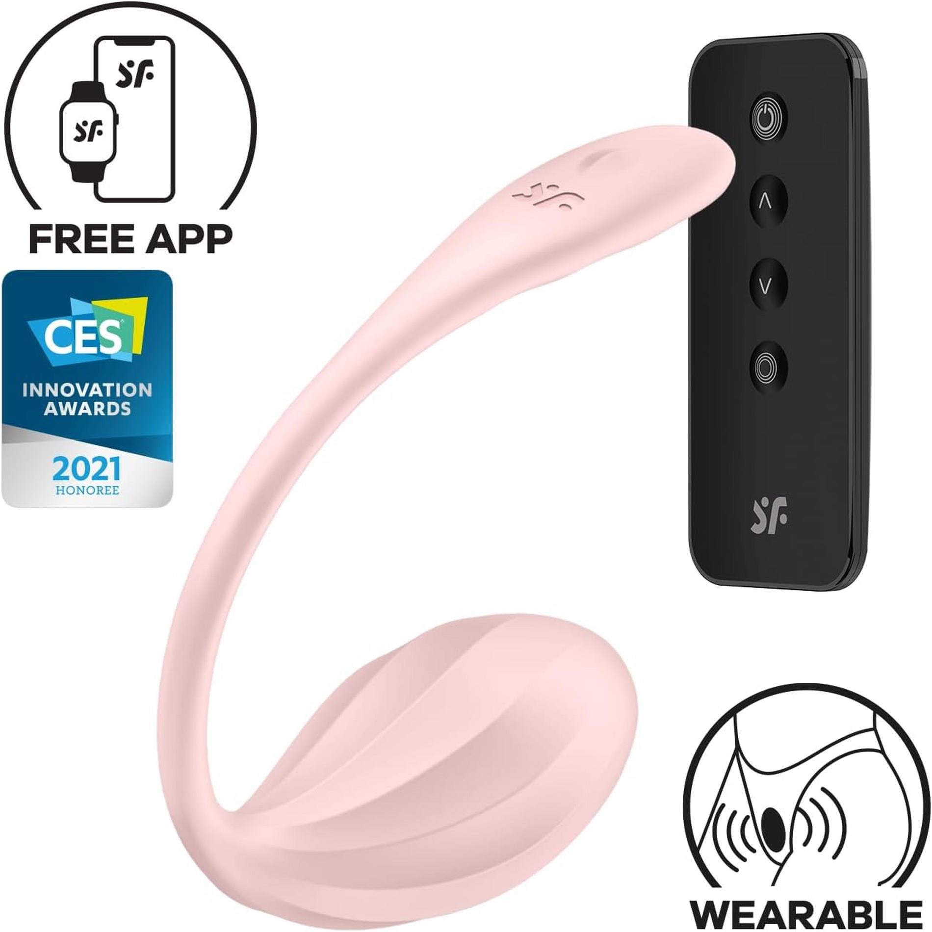 Jajko wibrujące prążkowane Satisfyer Ribbed Petal różowe USB z aplikacją - obrazek 2