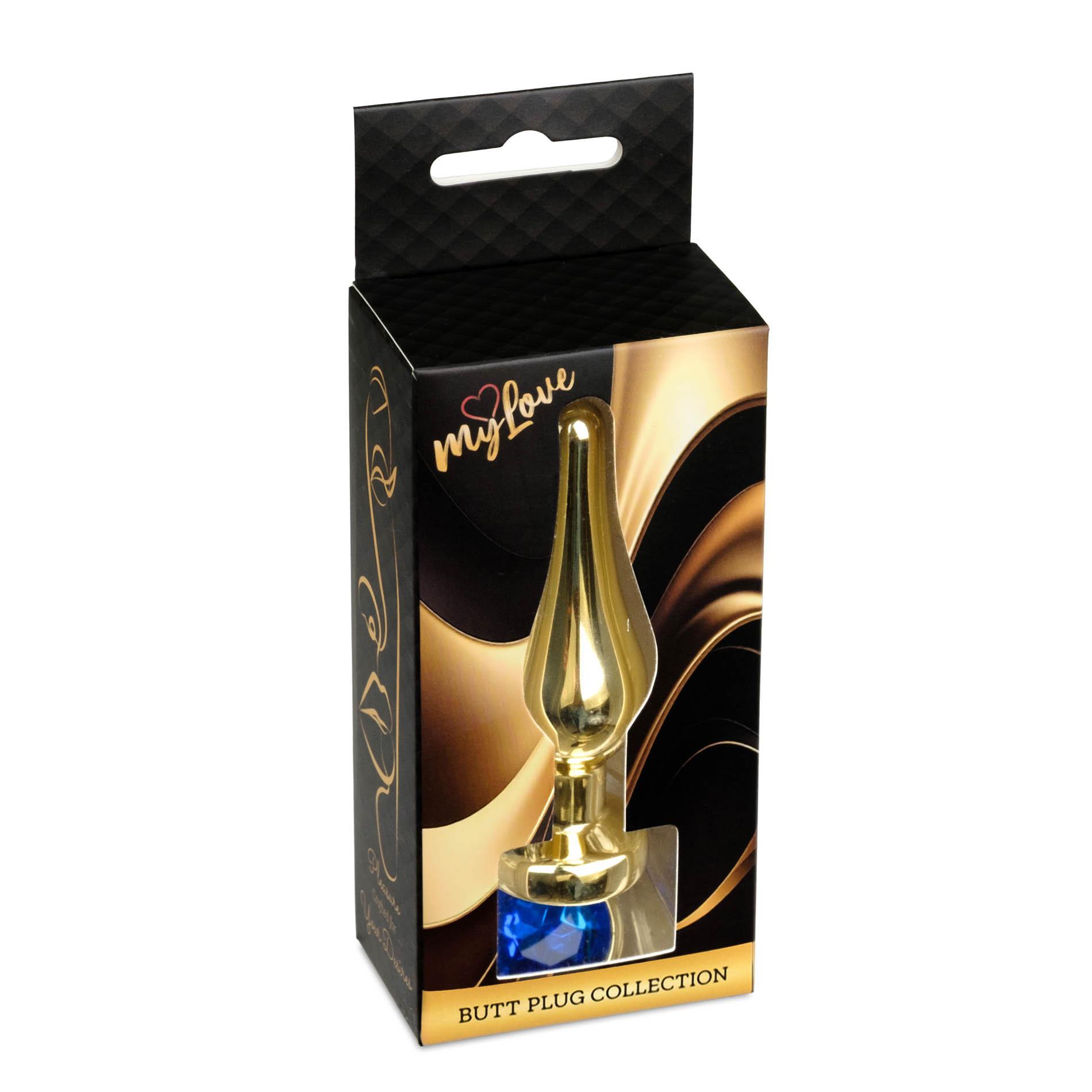 Korek analny stalowy MyLove Toys z diamentem ciemnieniebieski 9,5 cm - obrazek 4