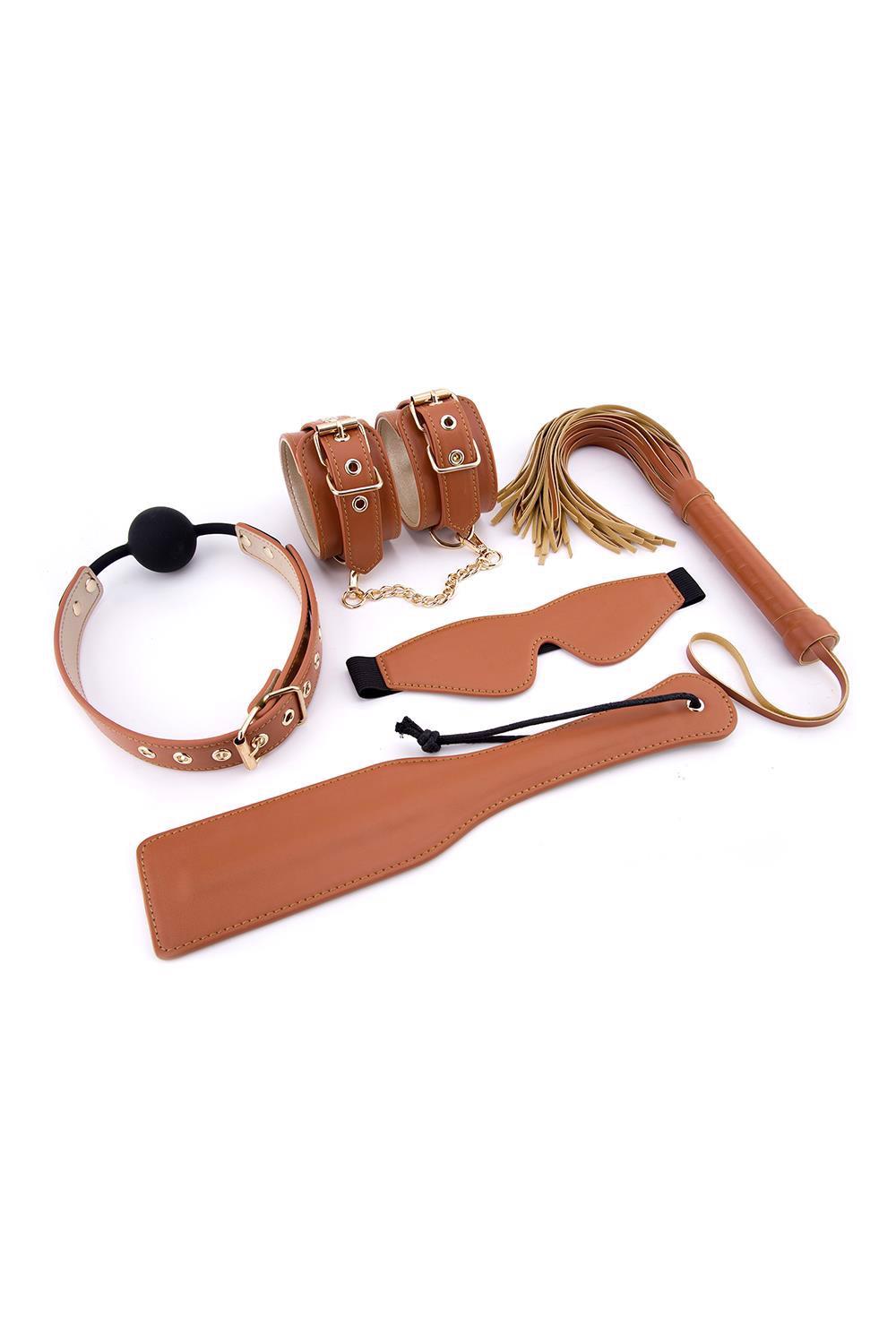 Zestaw BDSM Blaze Elite Dream Toys cognac ze skóry wegańskiej