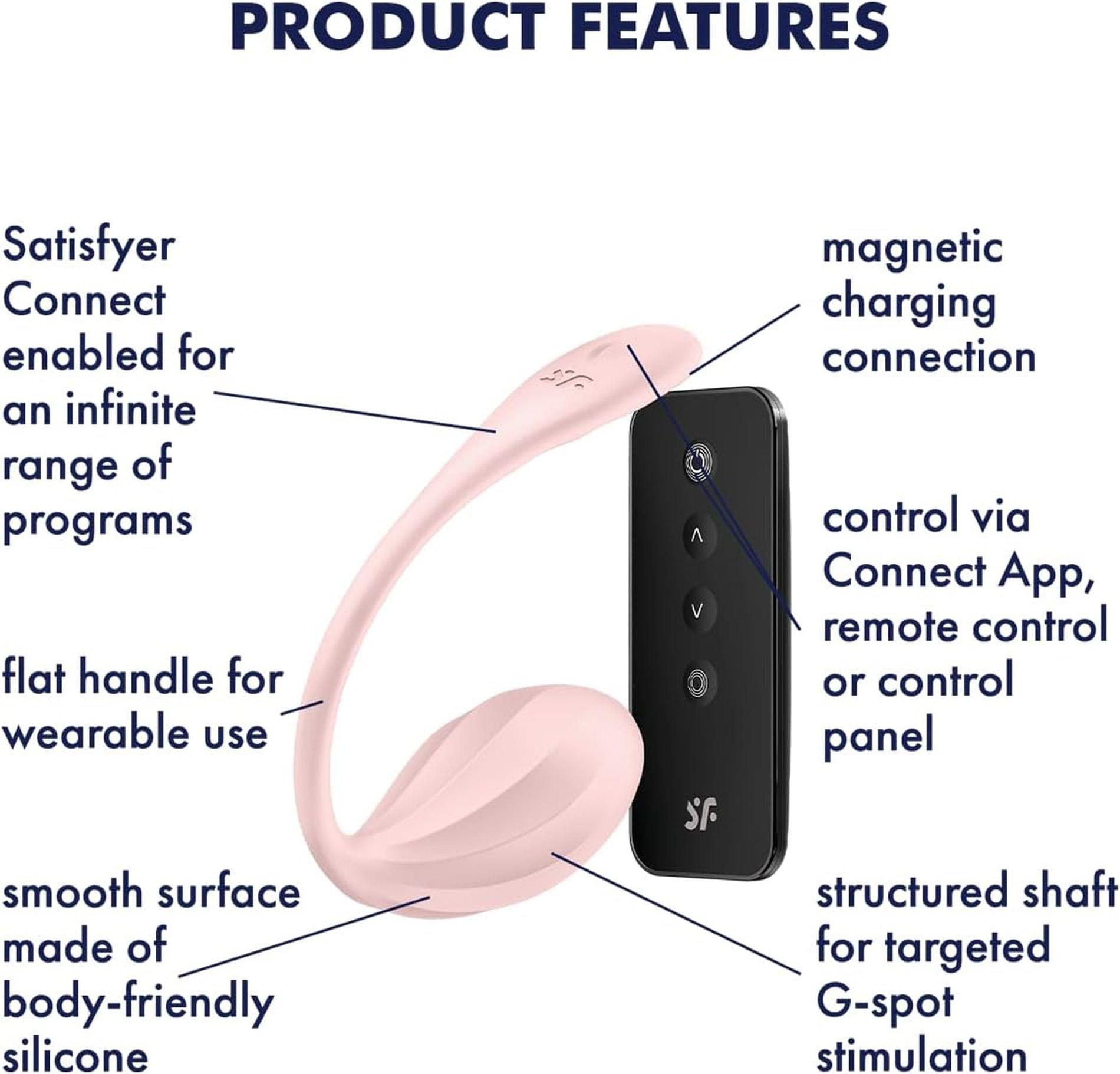 Jajko wibrujące prążkowane Satisfyer Ribbed Petal różowe USB z aplikacją - obrazek 8