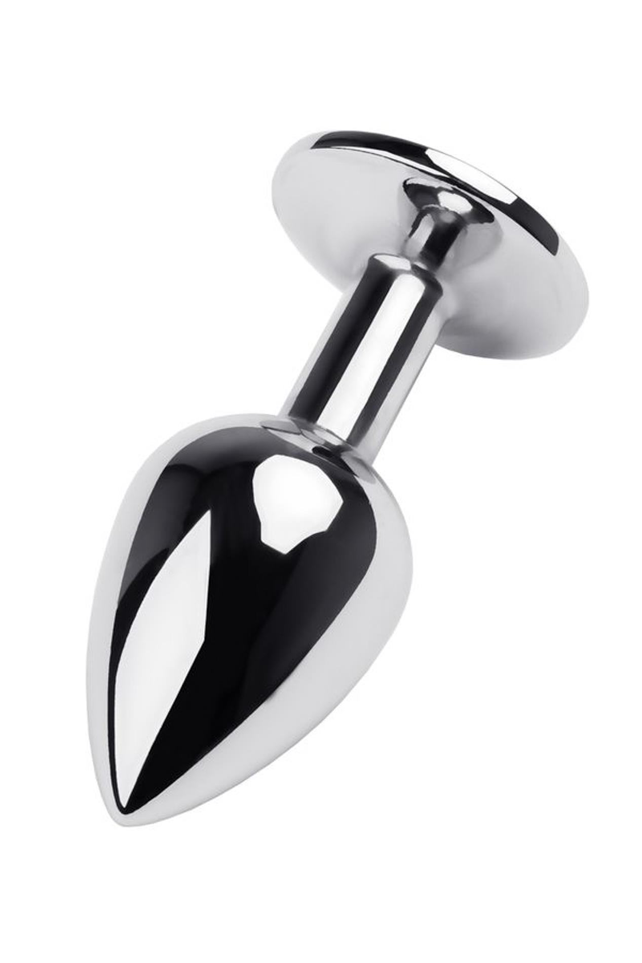 Korek analny Metal by TOYFA z kryształem turmalinu srebrny 7 cm - obrazek 3