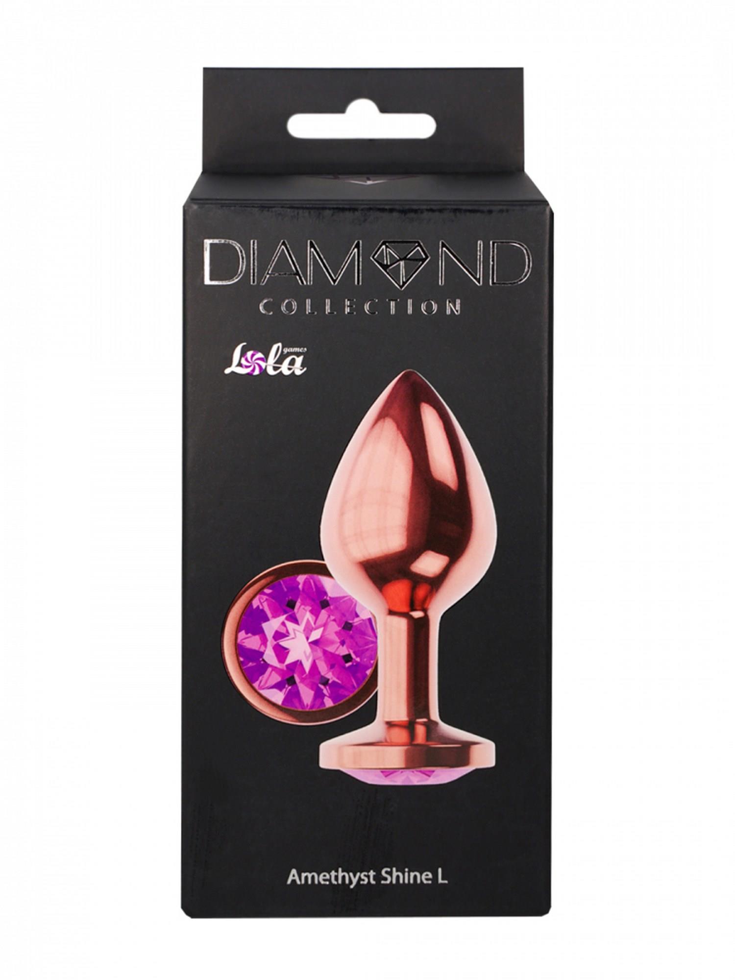 Plug-Butt Plug Diamond Amethyst Shine L Rose Gold - obrazek 2