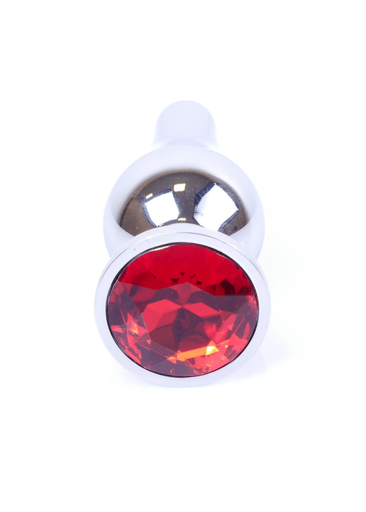 Korek analny srebrny z czerwonym diamencikiem MyLove Toys 9,5 cm - obrazek 5