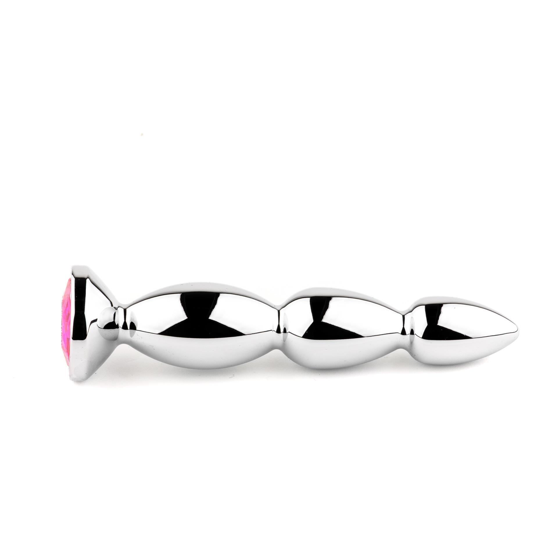 Długi metalowy korek analny z różowym kryształem HeavyFun 13,5 cm - obrazek 4