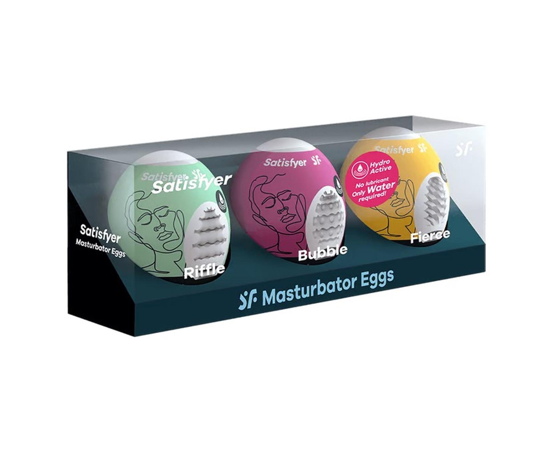 Zestaw 3 jajek masturbacyjnych Satisfyer Riffle Bubble Fierce TPE 6 5 cm - obrazek 3