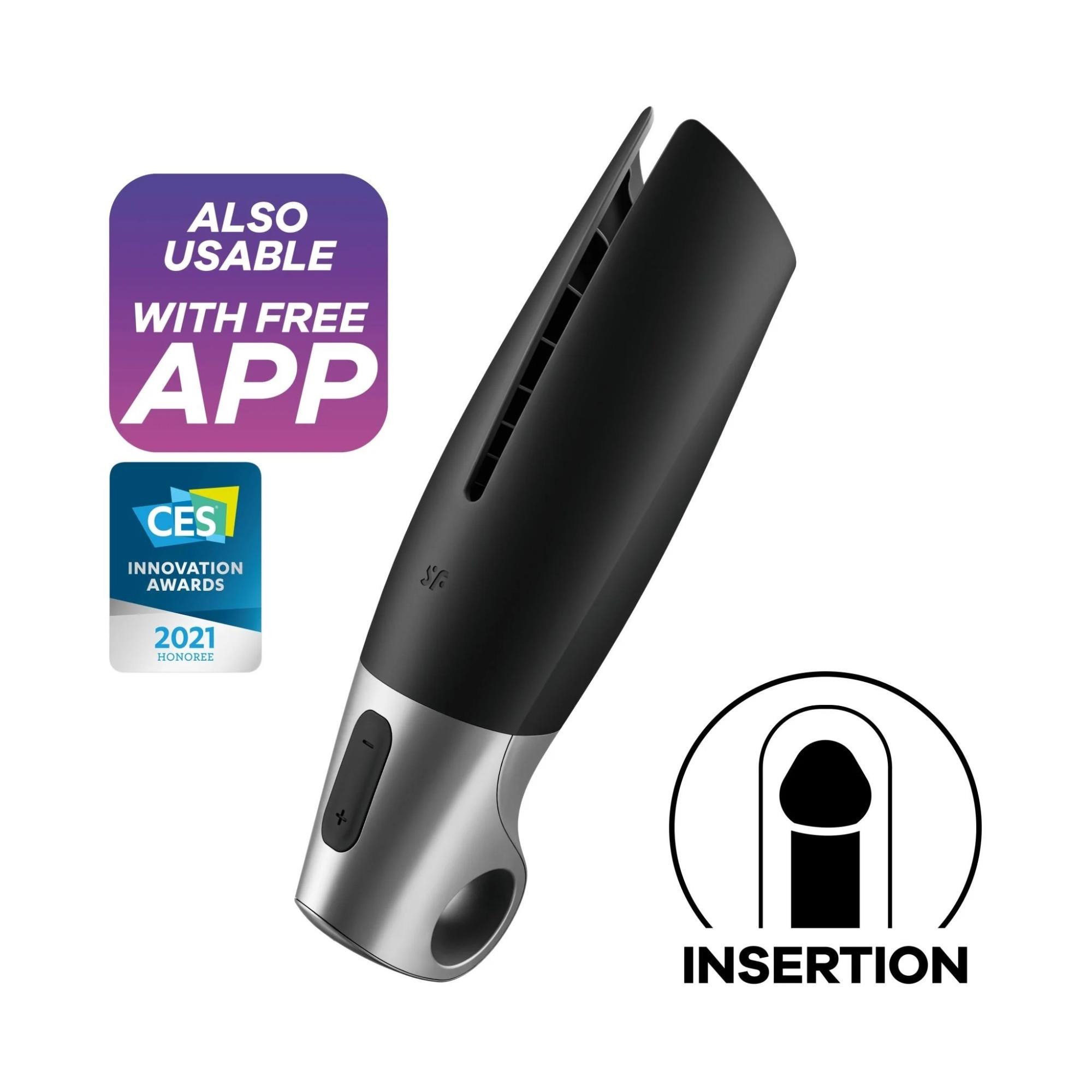 Masturbator wibracyjny Satisfyer Power silikonowy czarny srebrny USB - obrazek 5