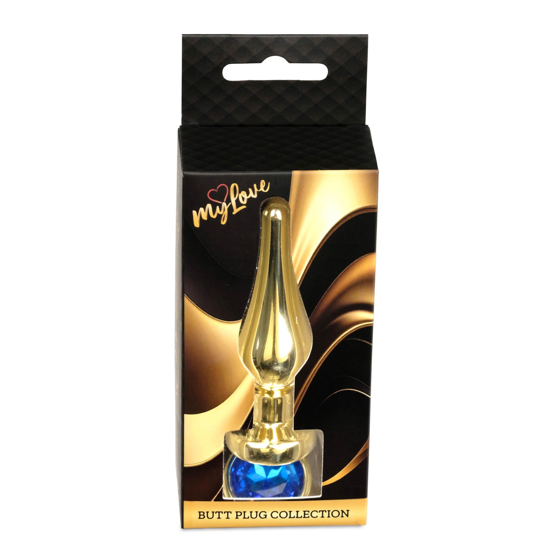 Korek analny stalowy MyLove Toys z diamentem ciemnieniebieski 9,5 cm - obrazek 5
