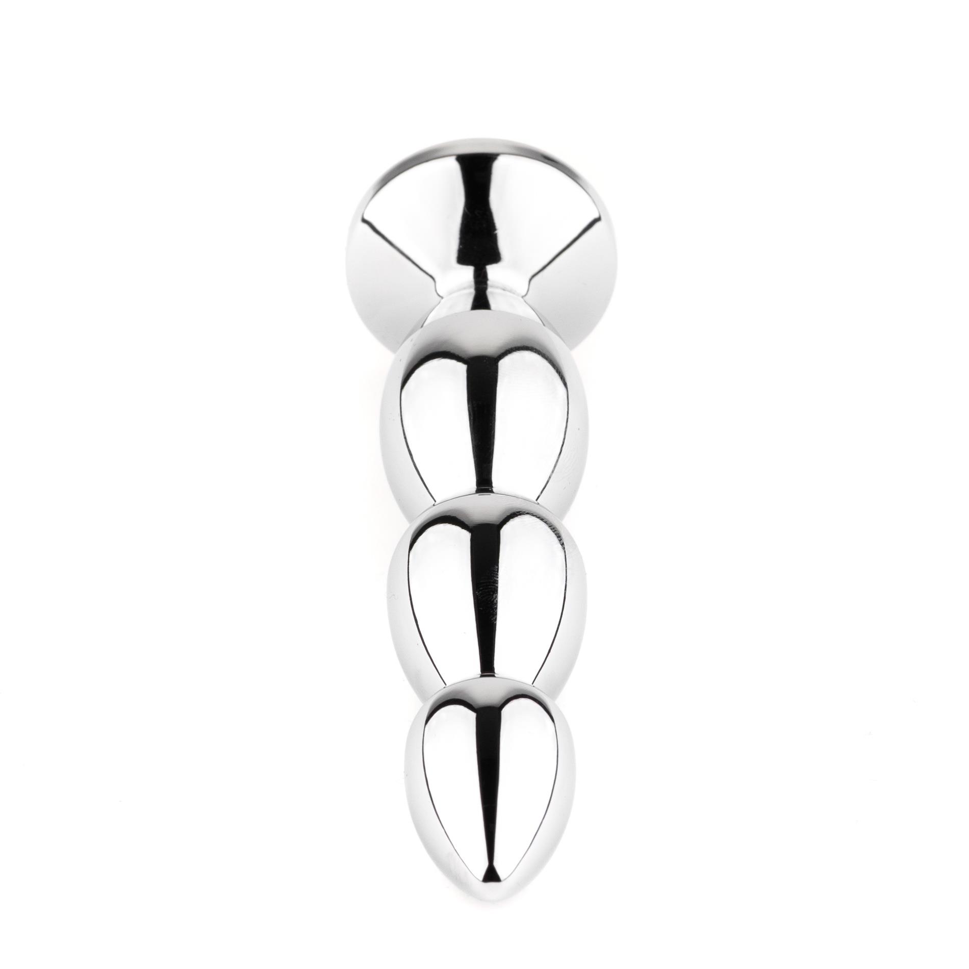 Długi metalowy korek analny z różowym kryształem HeavyFun 13,5 cm - obrazek 3