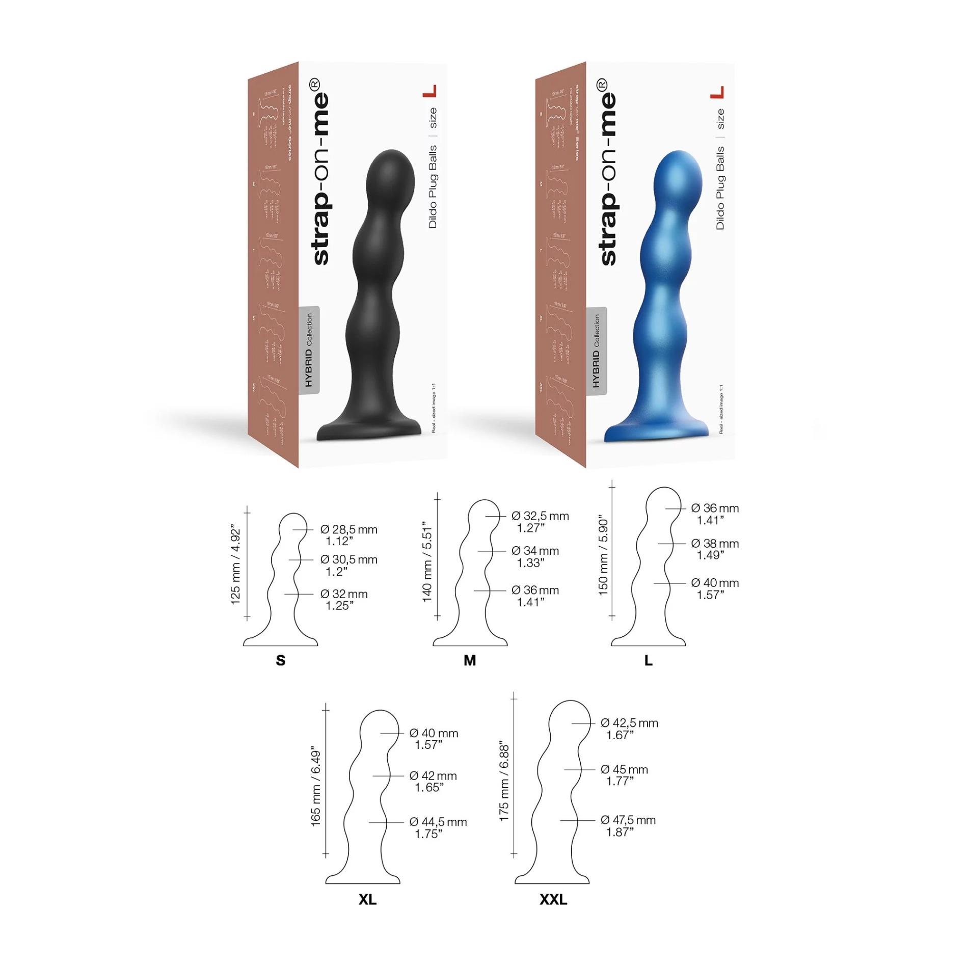 Dildo plug z kulkami Strap on me czarny XXL - obrazek 4