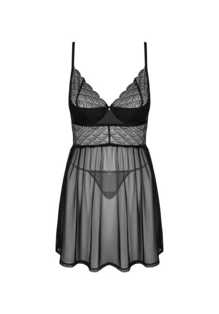 Babydoll i stringi Obsessive Chemeris czarny XS/S