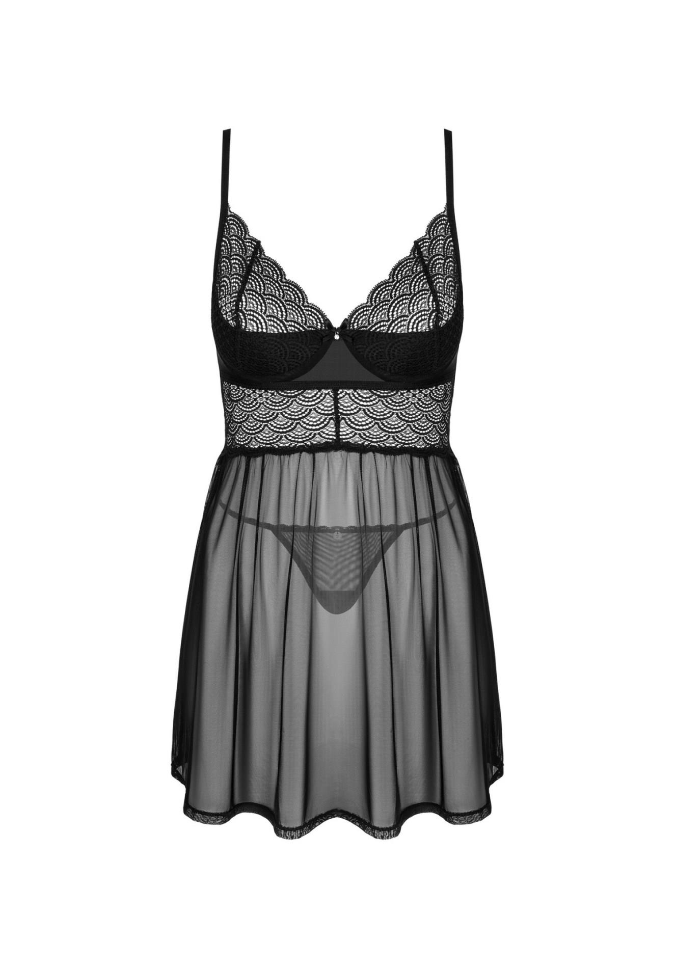 Babydoll i stringi Obsessive Chemeris czarny XS/S