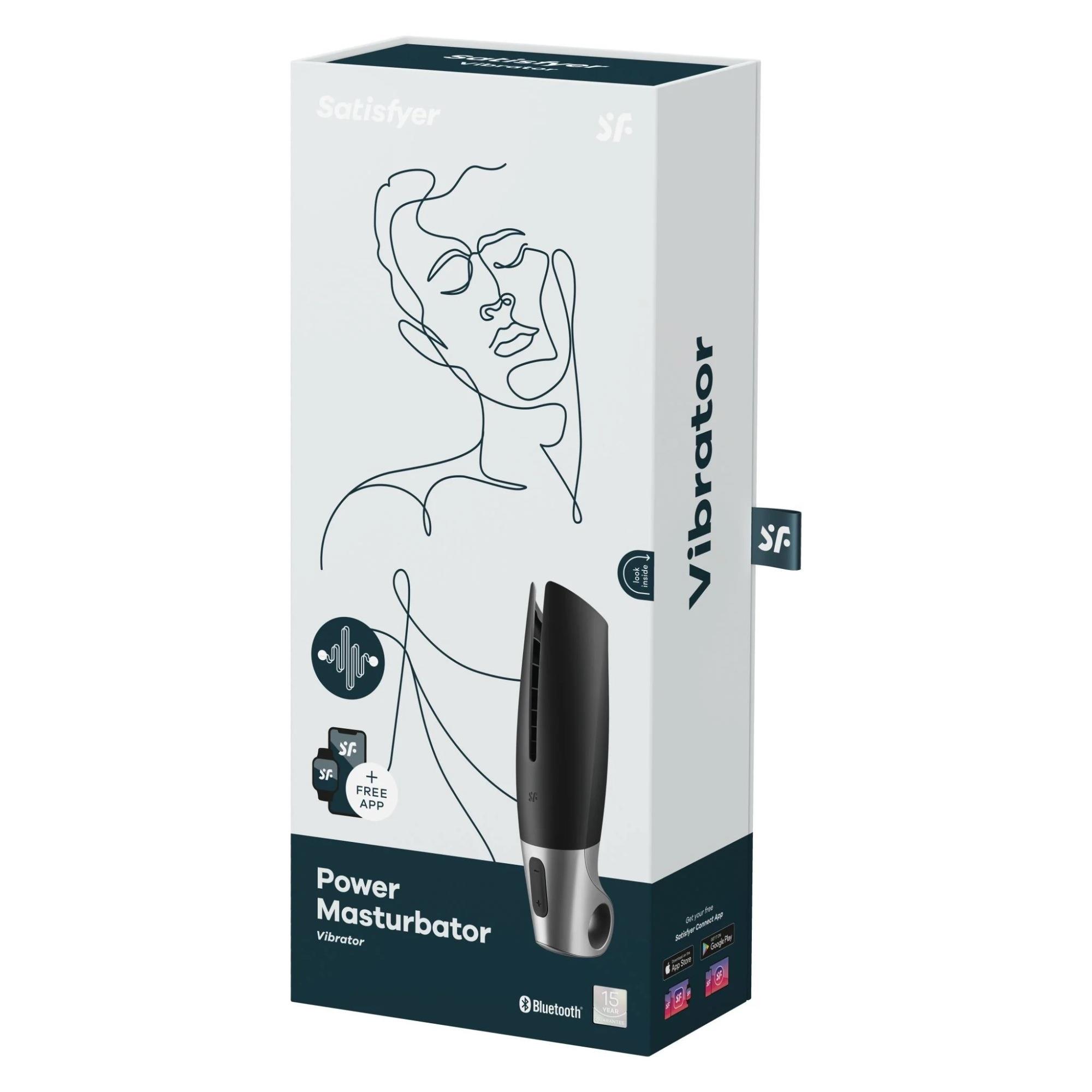 Masturbator wibracyjny Satisfyer Power silikonowy czarny srebrny USB - obrazek 3