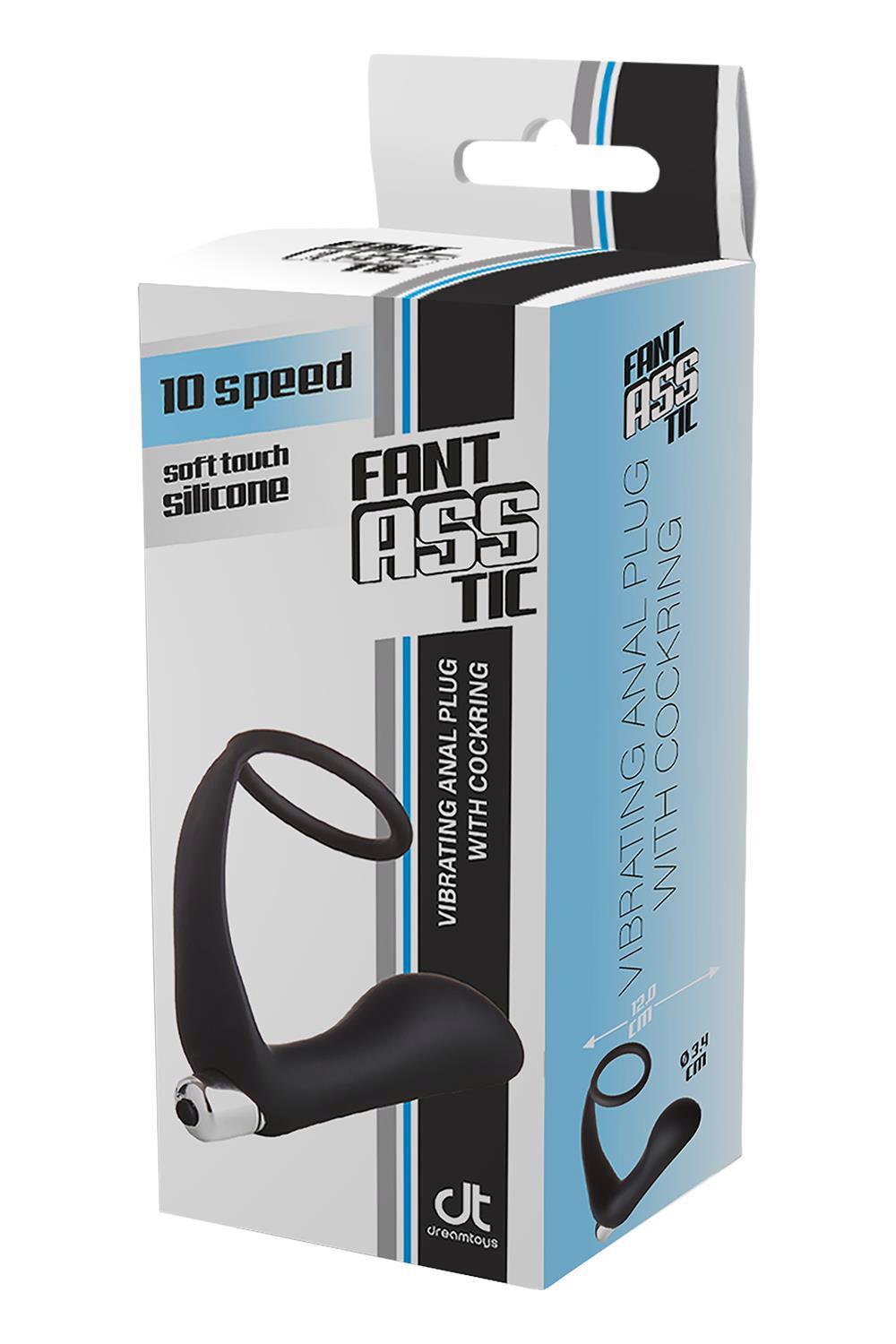 FANTASSTIC VIBRATING ANAL PLUG WITH COCKRING BLACK - obrazek 5