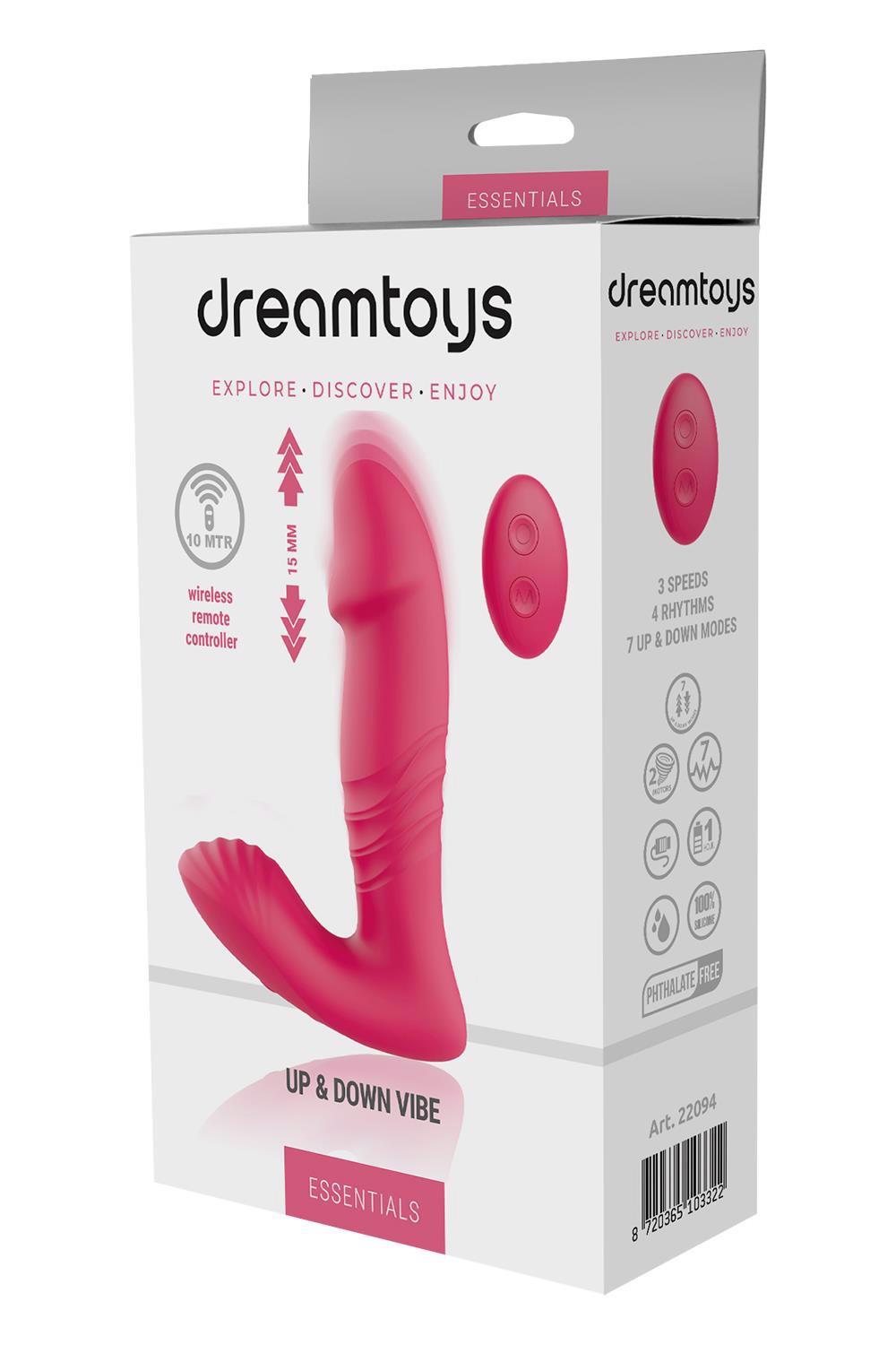 Wibrator analny Essentials z ruchem góra dół Dream Toys różowy USB 14 cm - obrazek 2