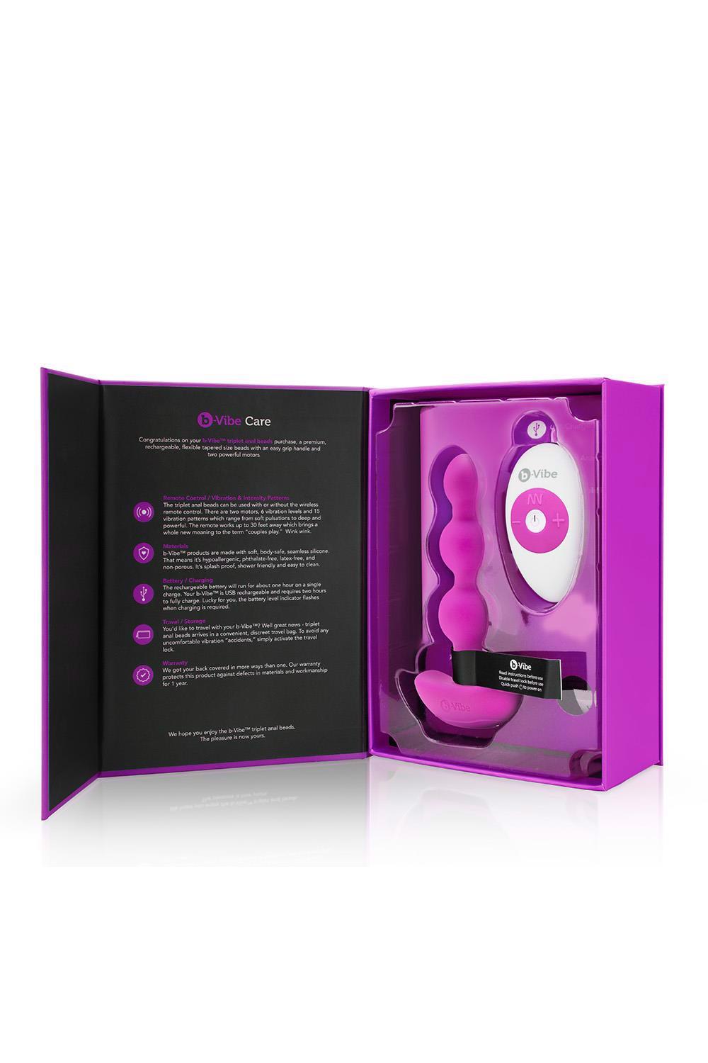 B-VIBE TRIPLET ANAL BEADS FUCHSIA - obrazek 4