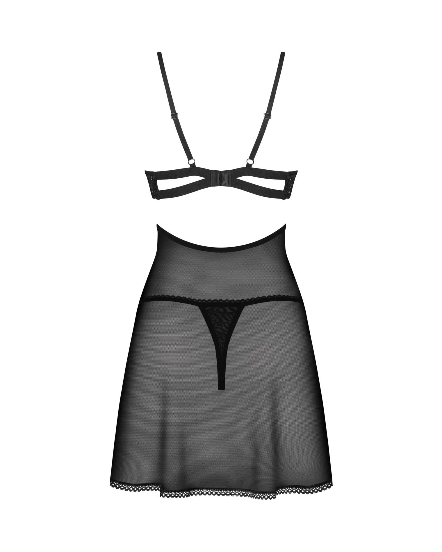 Babydoll Obsessive Nutris koronkowy z stringami M/L - obrazek 3