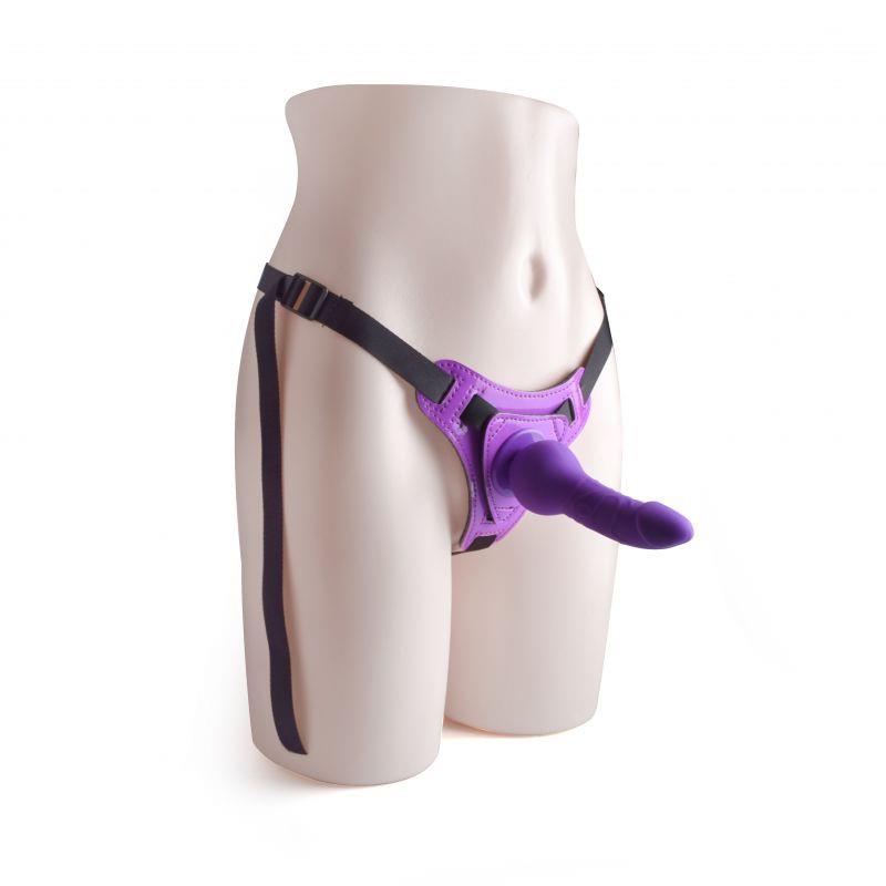 Regulowany strap on z realistycznym dildo Toyz4lovers fioletowy 14 cm - obrazek 5