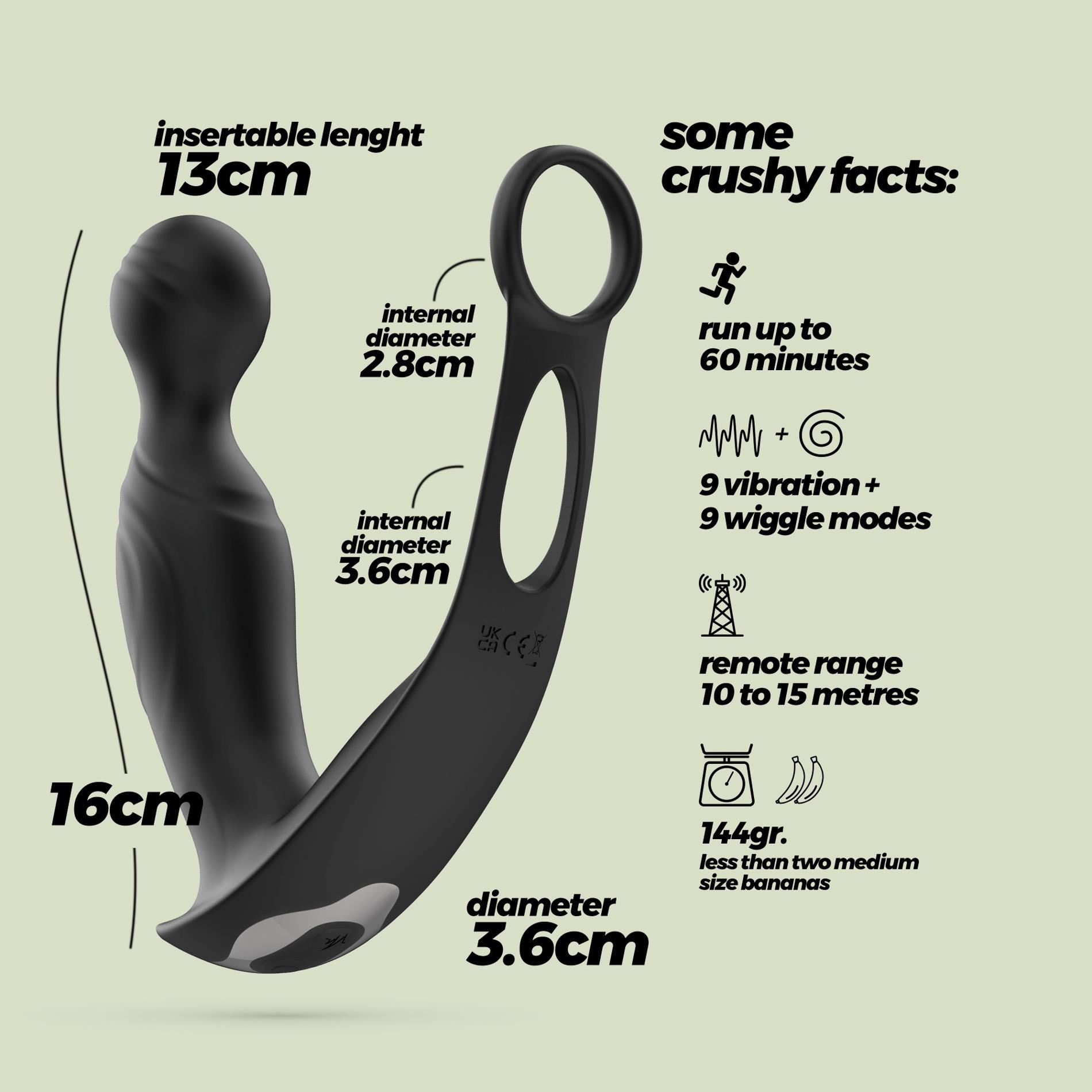 Masażer prostaty Crushious Flamma z pilotem 16 cm - obrazek 6