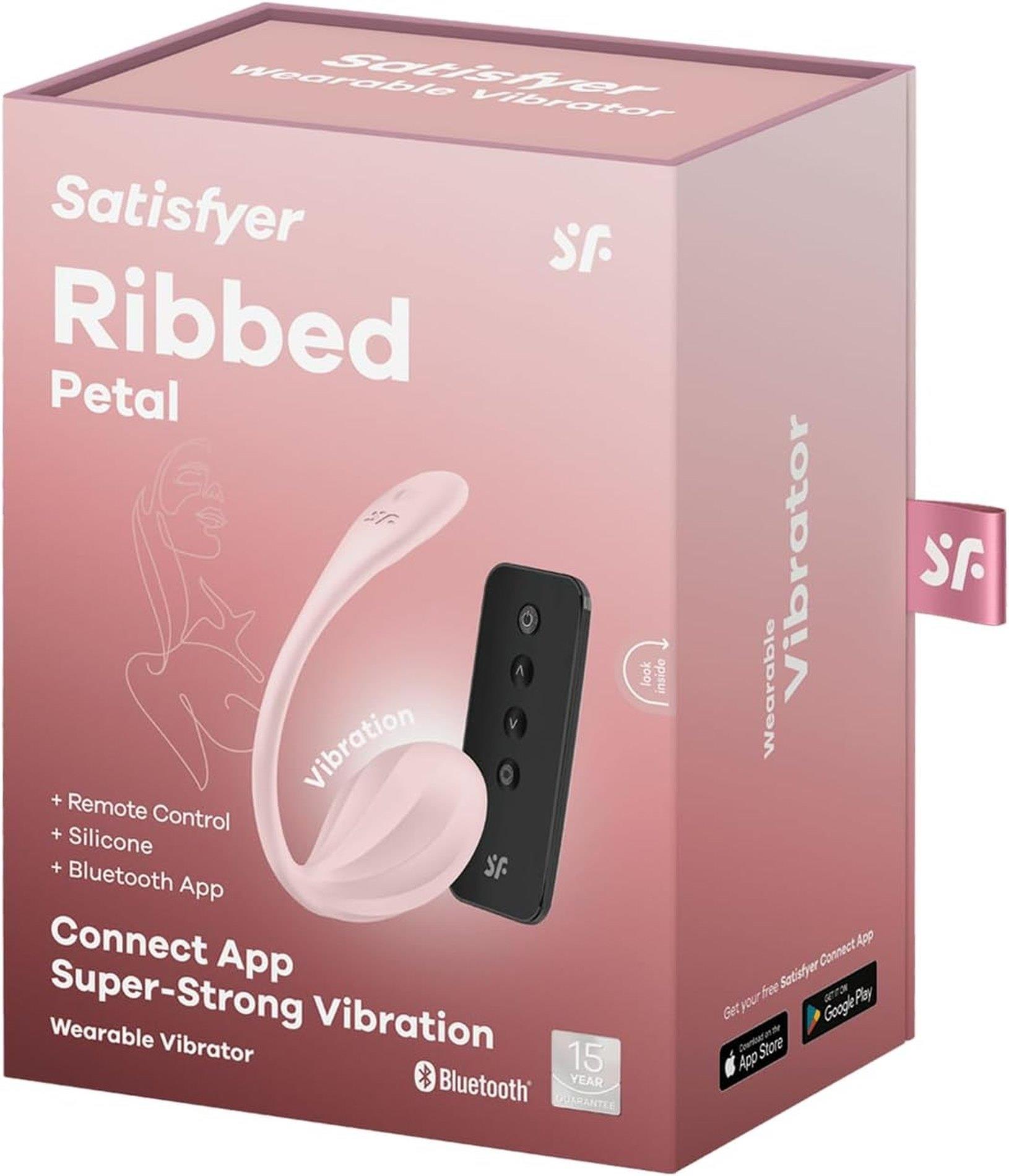 Jajko wibrujące prążkowane Satisfyer Ribbed Petal różowe USB z aplikacją - obrazek 6