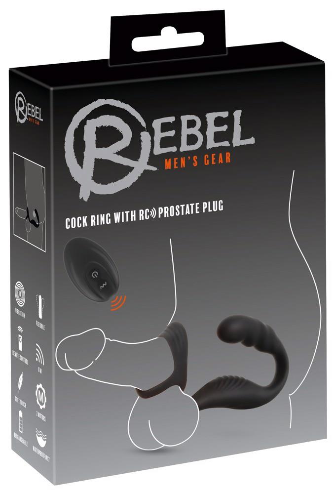 Pierścień erekcyjny Rebel z wibrującym korkiem prostaty USB - obrazek 6