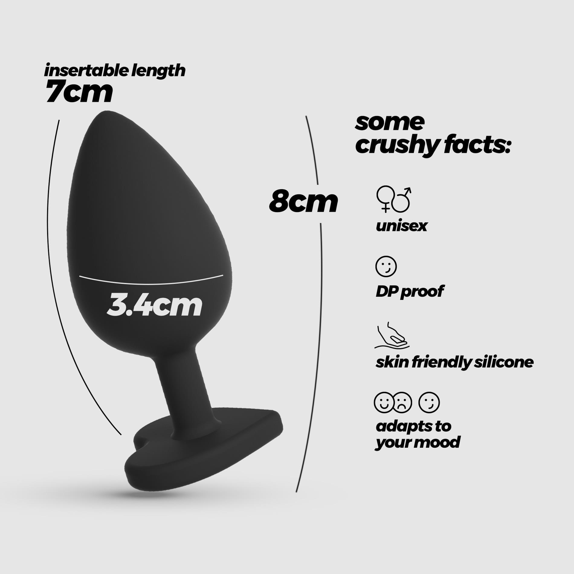 Korek analny Crushious Cuore regularny z wymiennymi kryształkami 8cm - obrazek 7