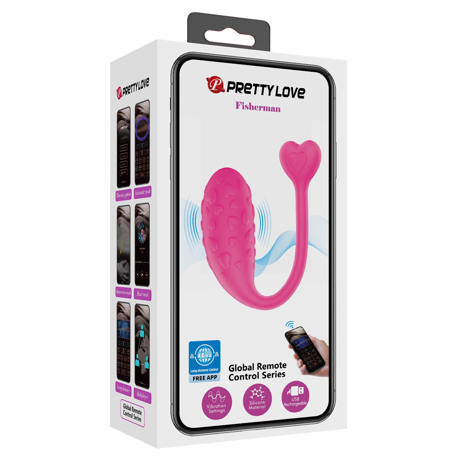 Jajeczko wibrujące Pretty Love Fisherman różowe z aplikacją 12 trybów - obrazek 8