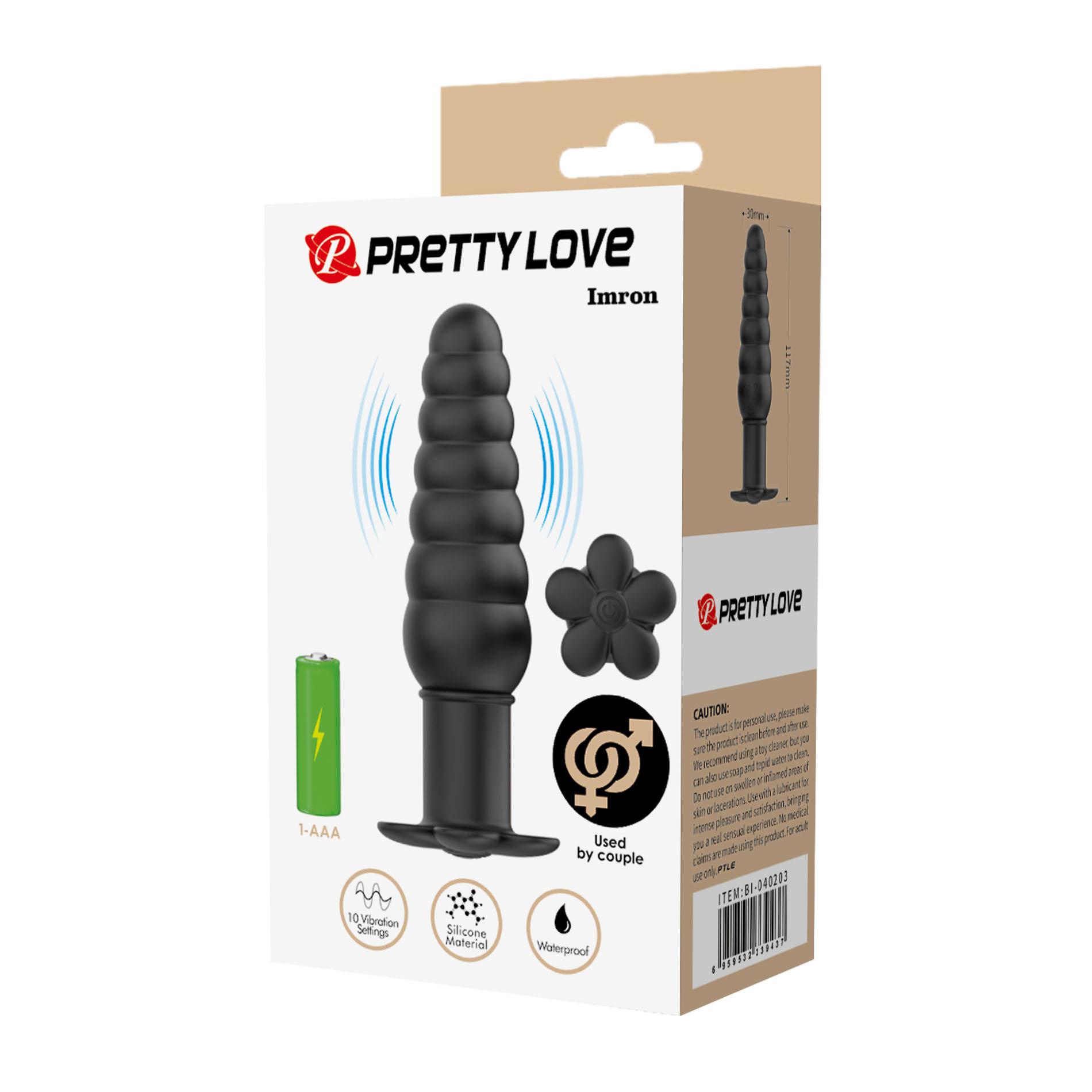 Korek analny wibrujący Pretty Love Imron czarny silikonowy - obrazek 10
