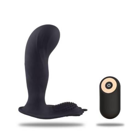Wibrujący masażer prostaty Toyz4Lovers silikonowy czarny 12 cm z pilotem