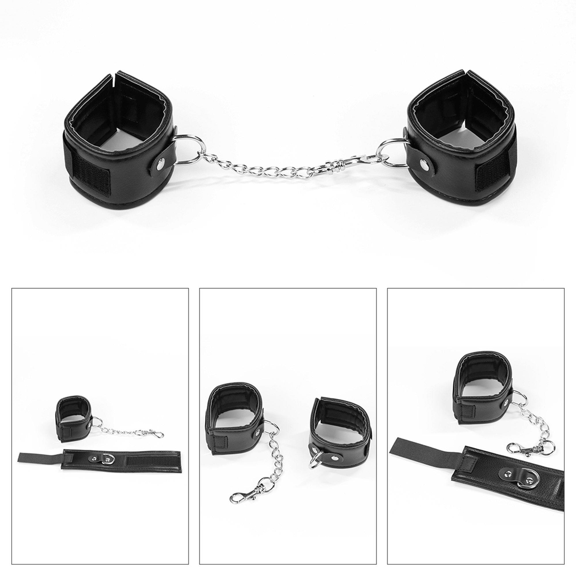 Luksusowy Zestaw Bondage Lovetoy 25cm Pejcz Miękkie Kajdanki Knebel - obrazek 2