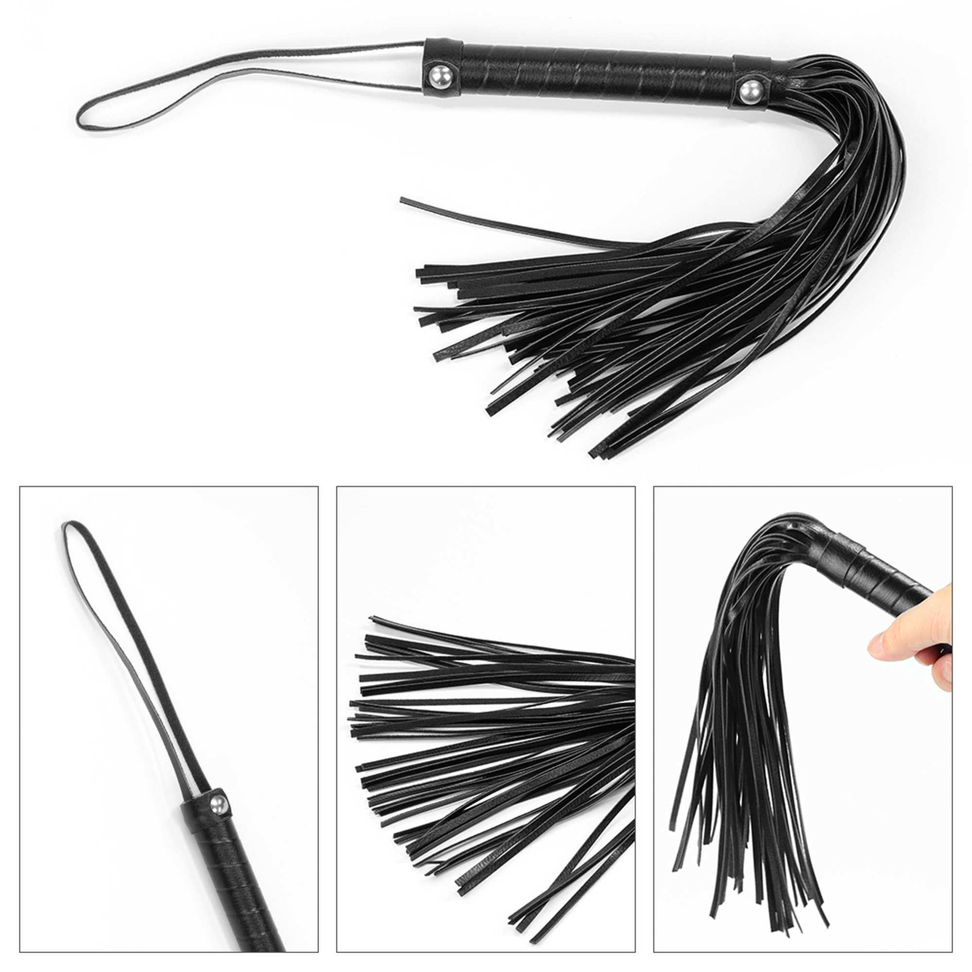 Luksusowy Zestaw Bondage Lovetoy 25cm Pejcz Miękkie Kajdanki Knebel - obrazek 4