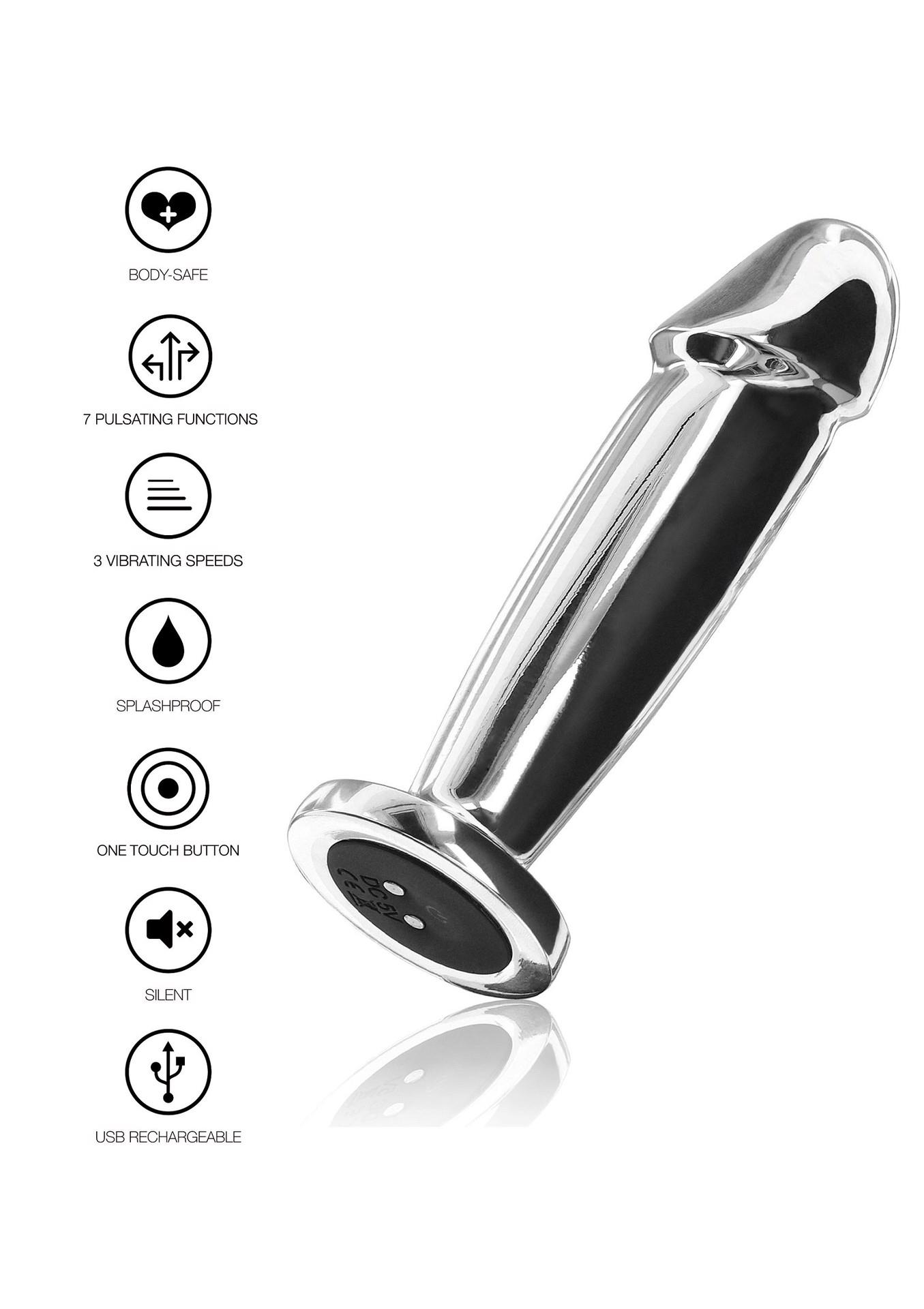 Wibrujący korek analny stal nierdzewny ToyJoy srebrny 11.8 cm USB - obrazek 4