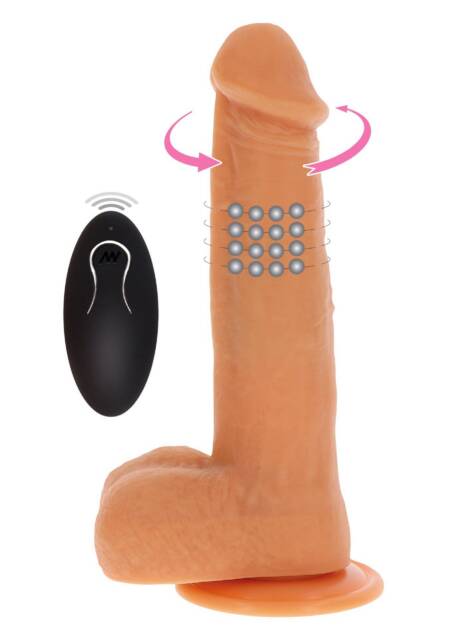 Dildo wibrujące z rotującymi koralikami ToyJoy cieliste 21 cm
