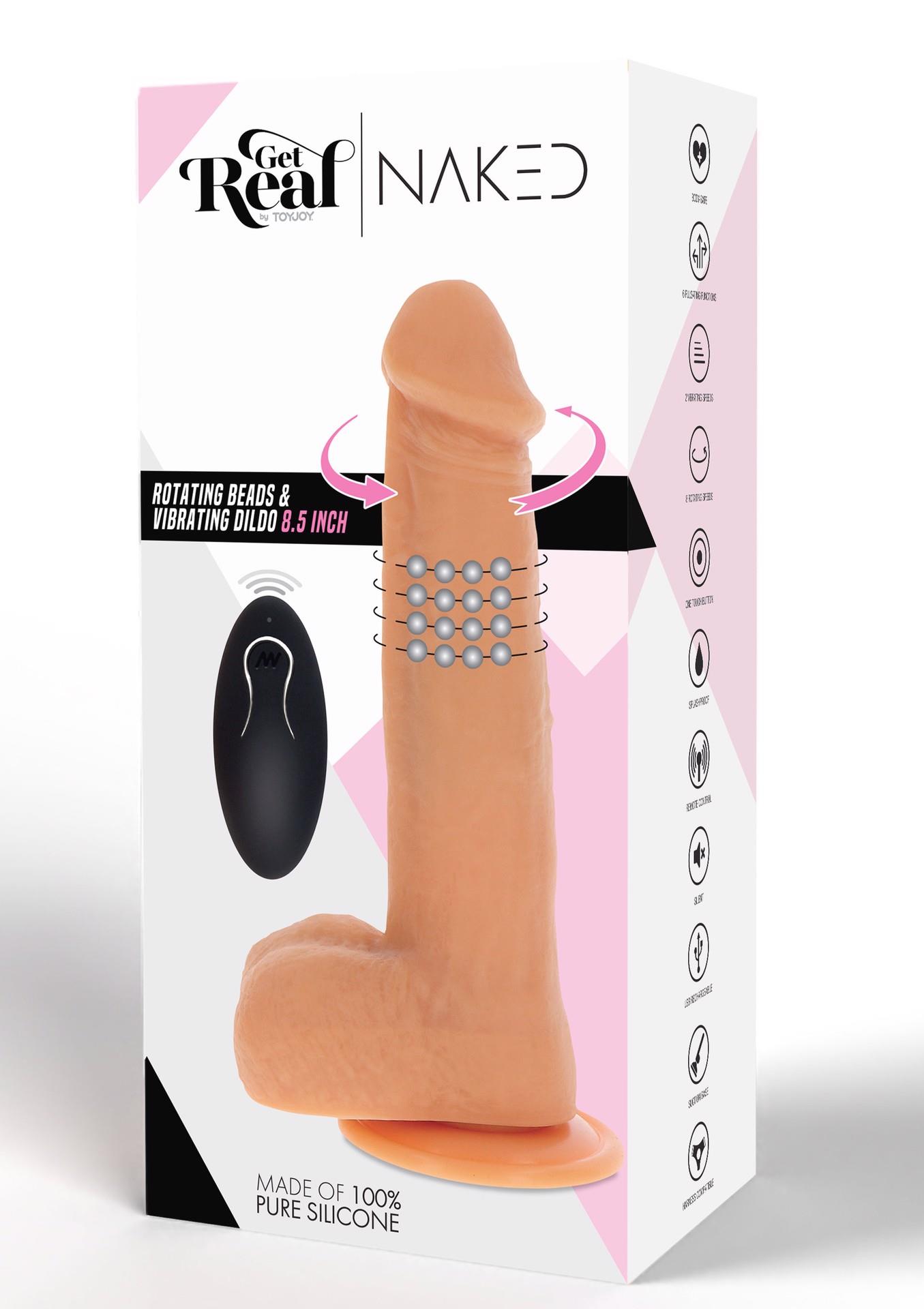 Dildo wibrujące z rotującymi koralikami ToyJoy cieliste 21 cm - obrazek 2
