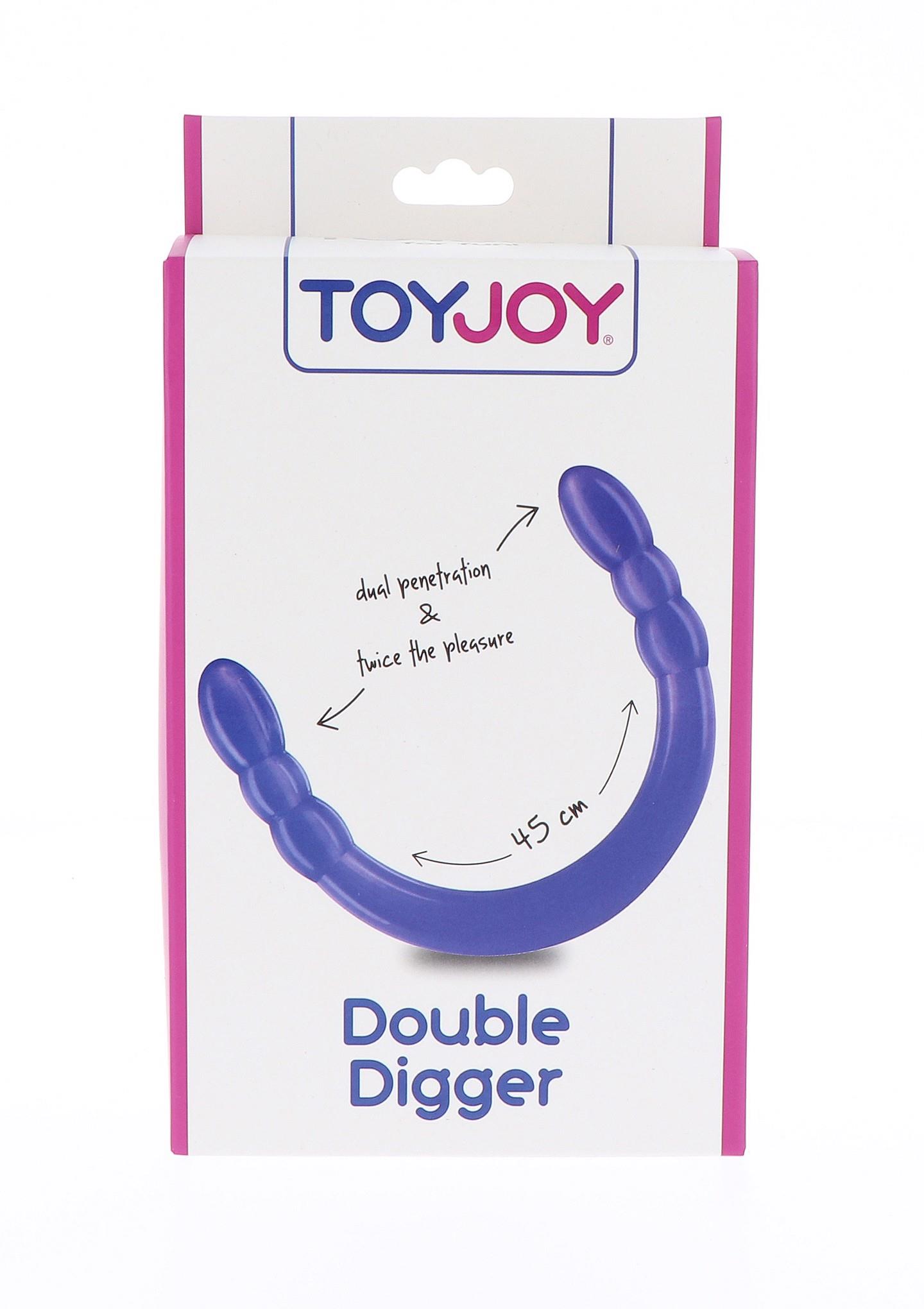 Dildo podwójne Double Digger ToyJoy fioletowe 45 cm - obrazek 4