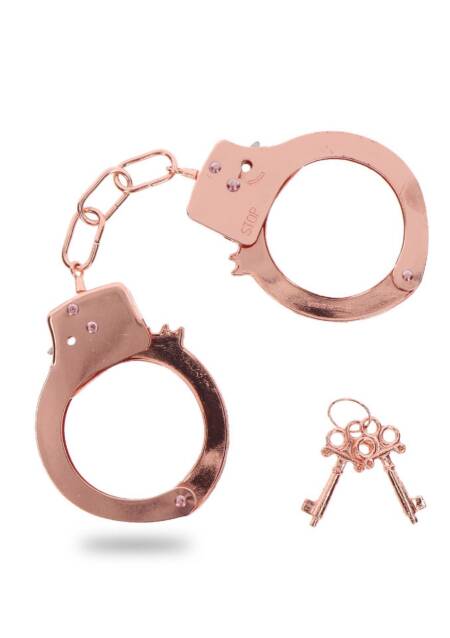 Kajdanki metalowe ToyJoy różowe złoto 6 cm