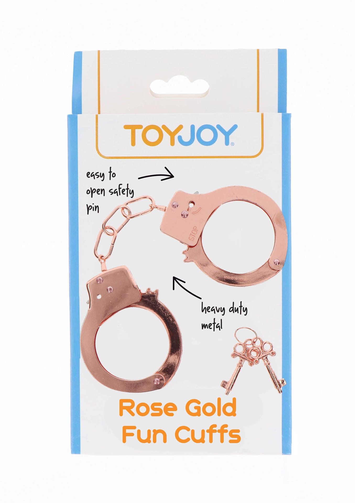 Kajdanki metalowe ToyJoy różowe złoto 6 cm - obrazek 2