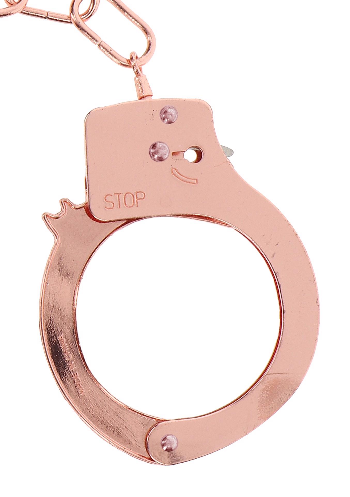 Kajdanki metalowe ToyJoy różowe złoto 6 cm - obrazek 3
