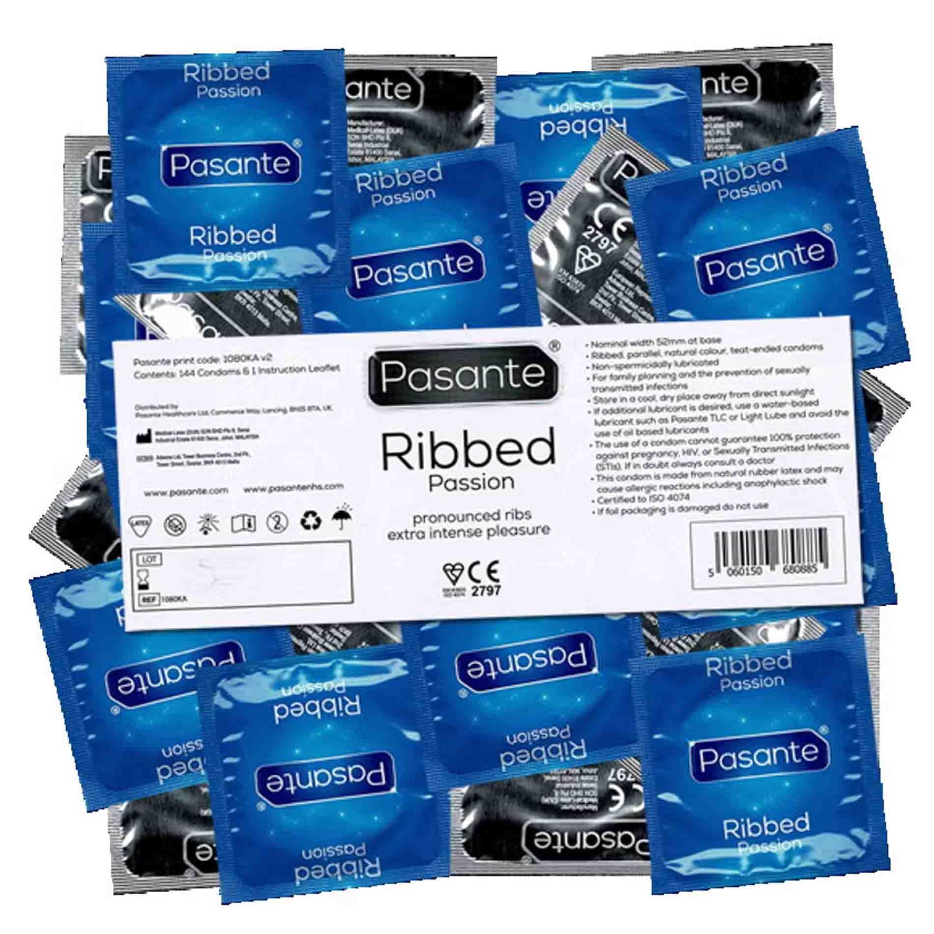 Prezerwatywy prążkowane Pasante Ribbed Passion 144 szt - obrazek 2