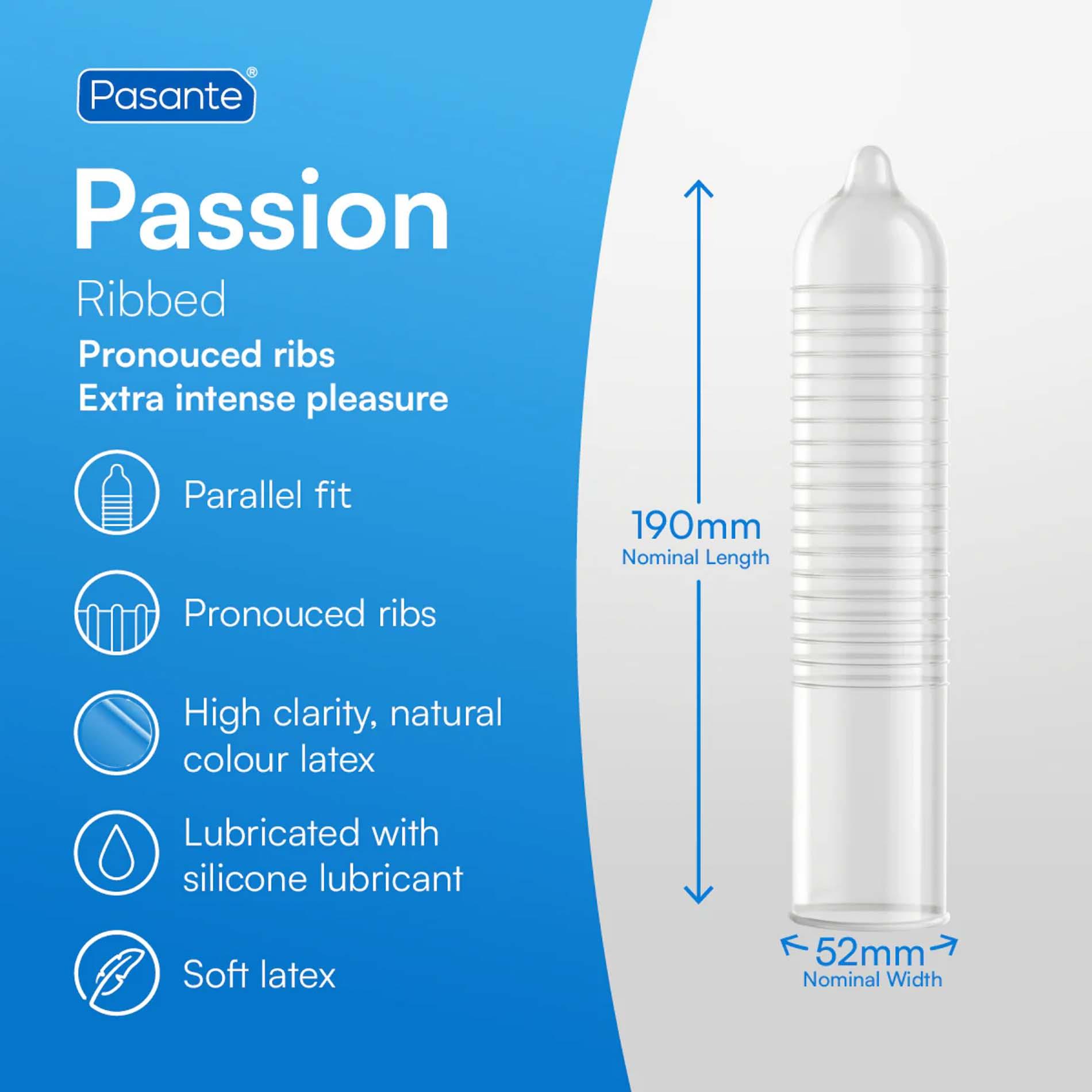 Prezerwatywy prążkowane Pasante Ribbed Passion 144 szt - obrazek 4