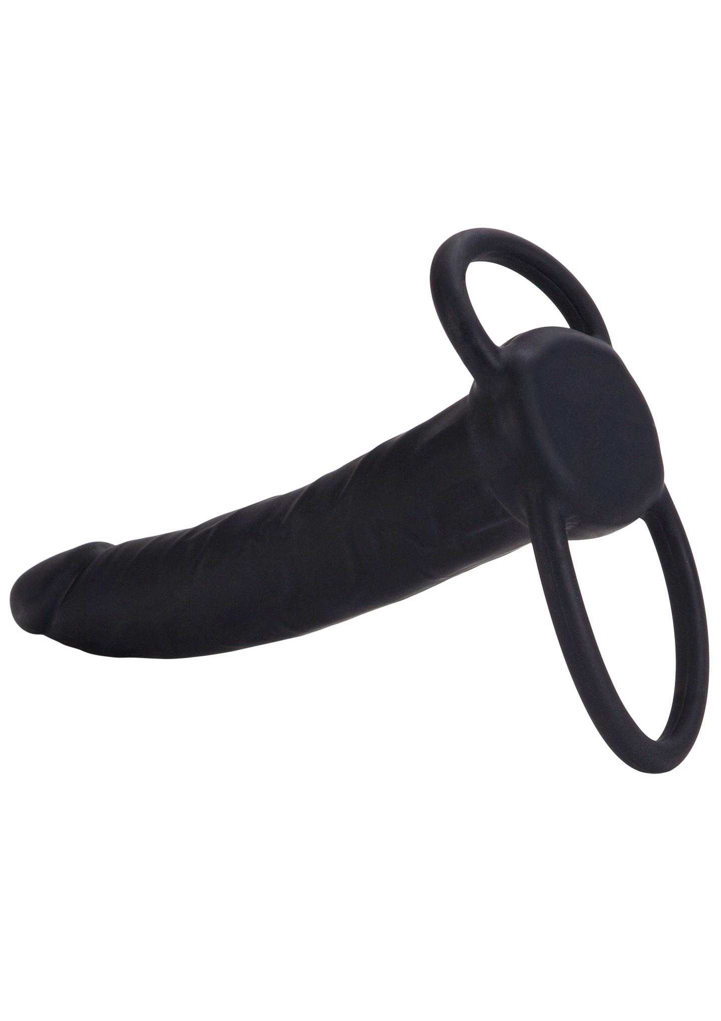 Strap on silikonowy dual penetrator Calexotics czarny 14 cm - obrazek 5